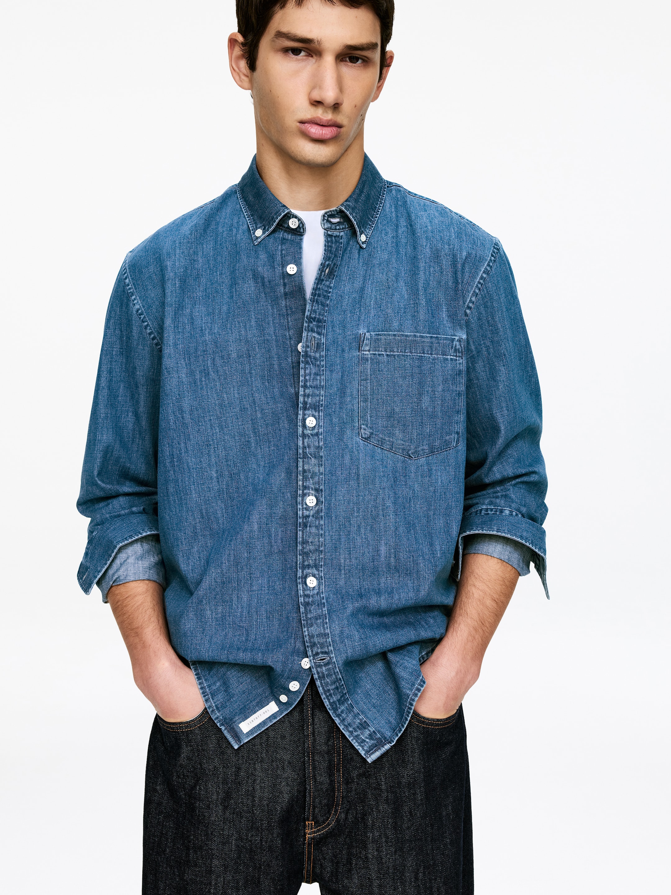 Regular Denim Shirt - Washed Blue - Regular fit - Men - StillMedia/Lookbook - 30