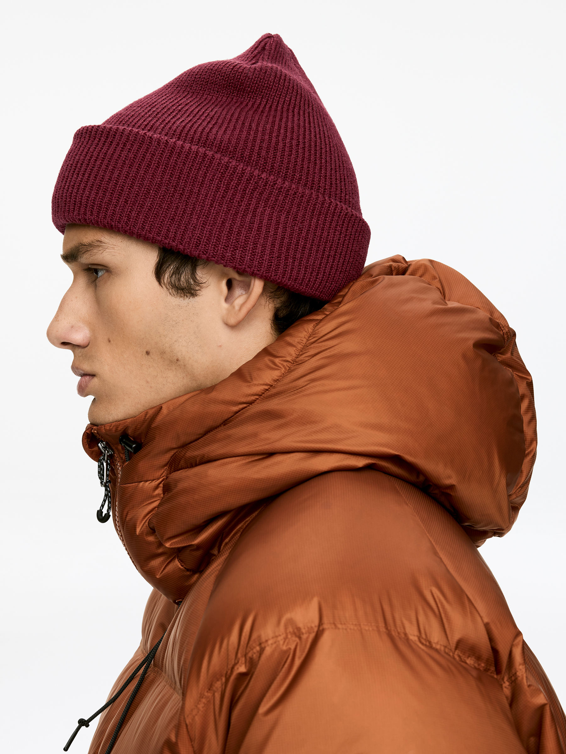 Wool-Cotton Beanie - Dark Red - Men - StillMedia/Lookbook - 2
