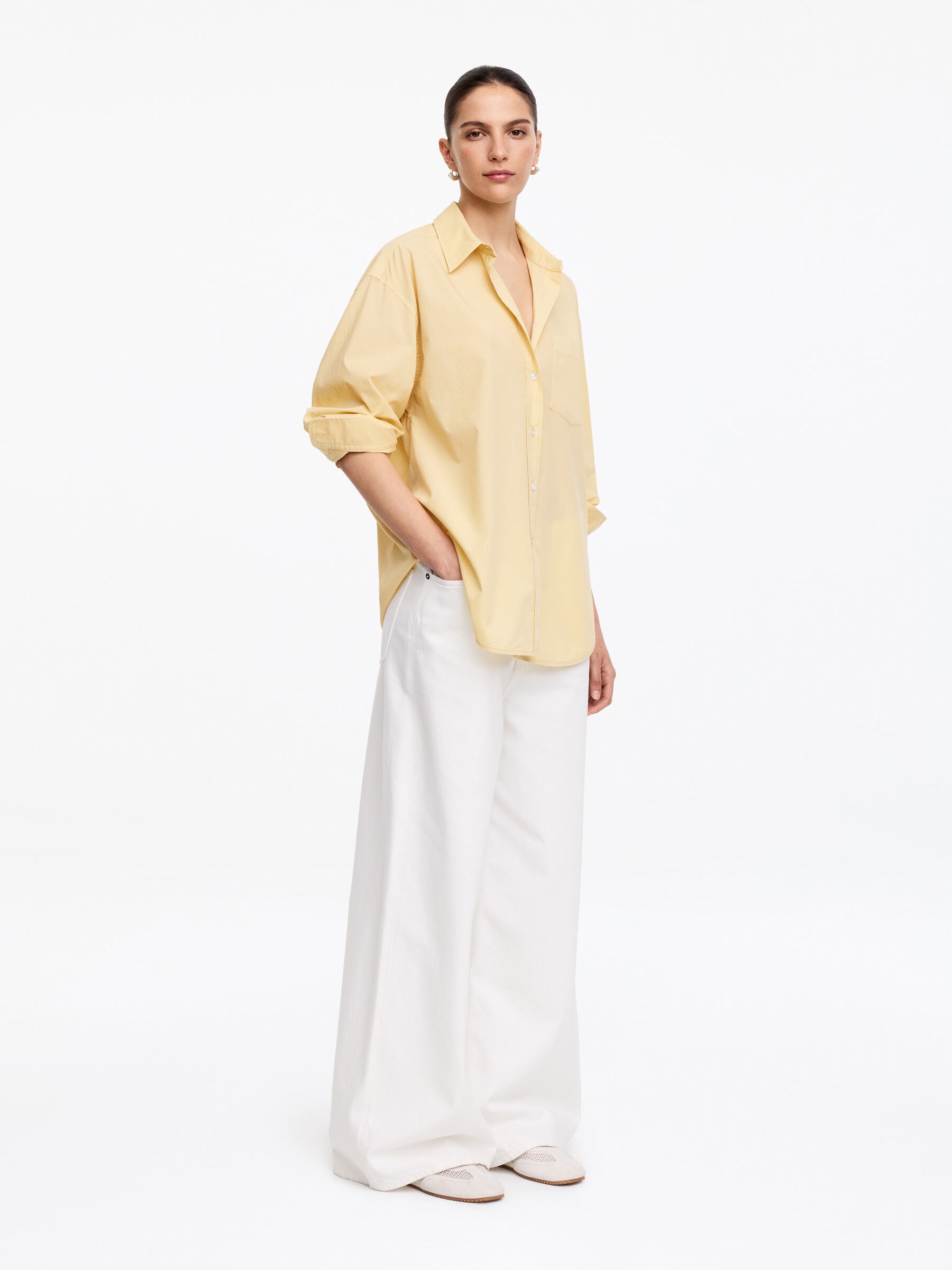 Hemd aus Baumwoll-Popeline - Gelb - Regular Fit - Damen - StillMedia/Lookbook - 3