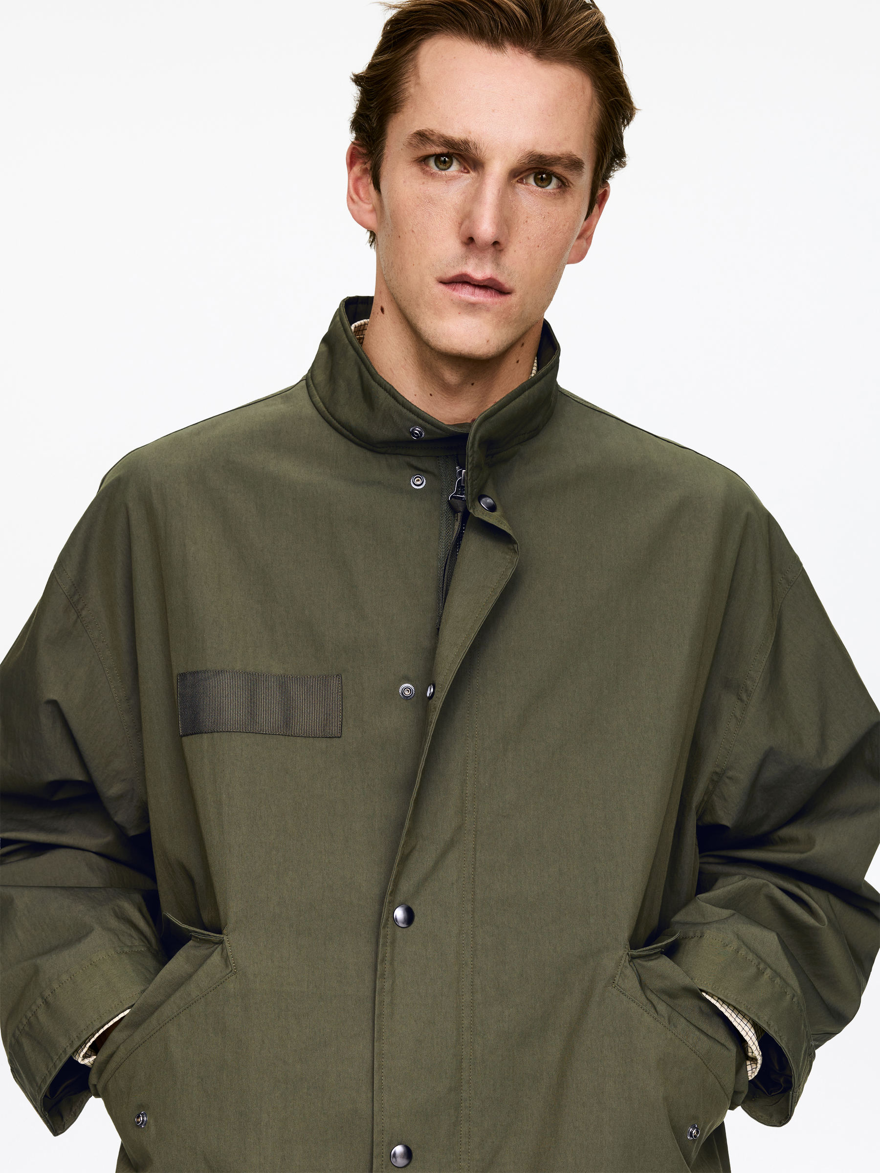 Cotton Blend Parka - Khaki Green - Relaxed fit - Men - StillMedia/Lookbook - 5