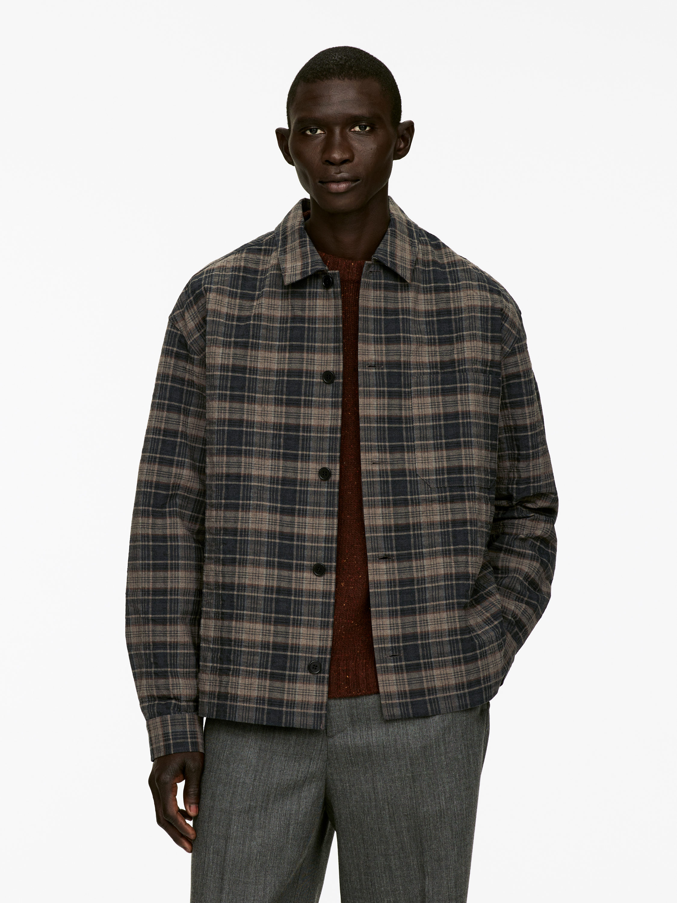 Wool Blend Overshirt-#484240-16593