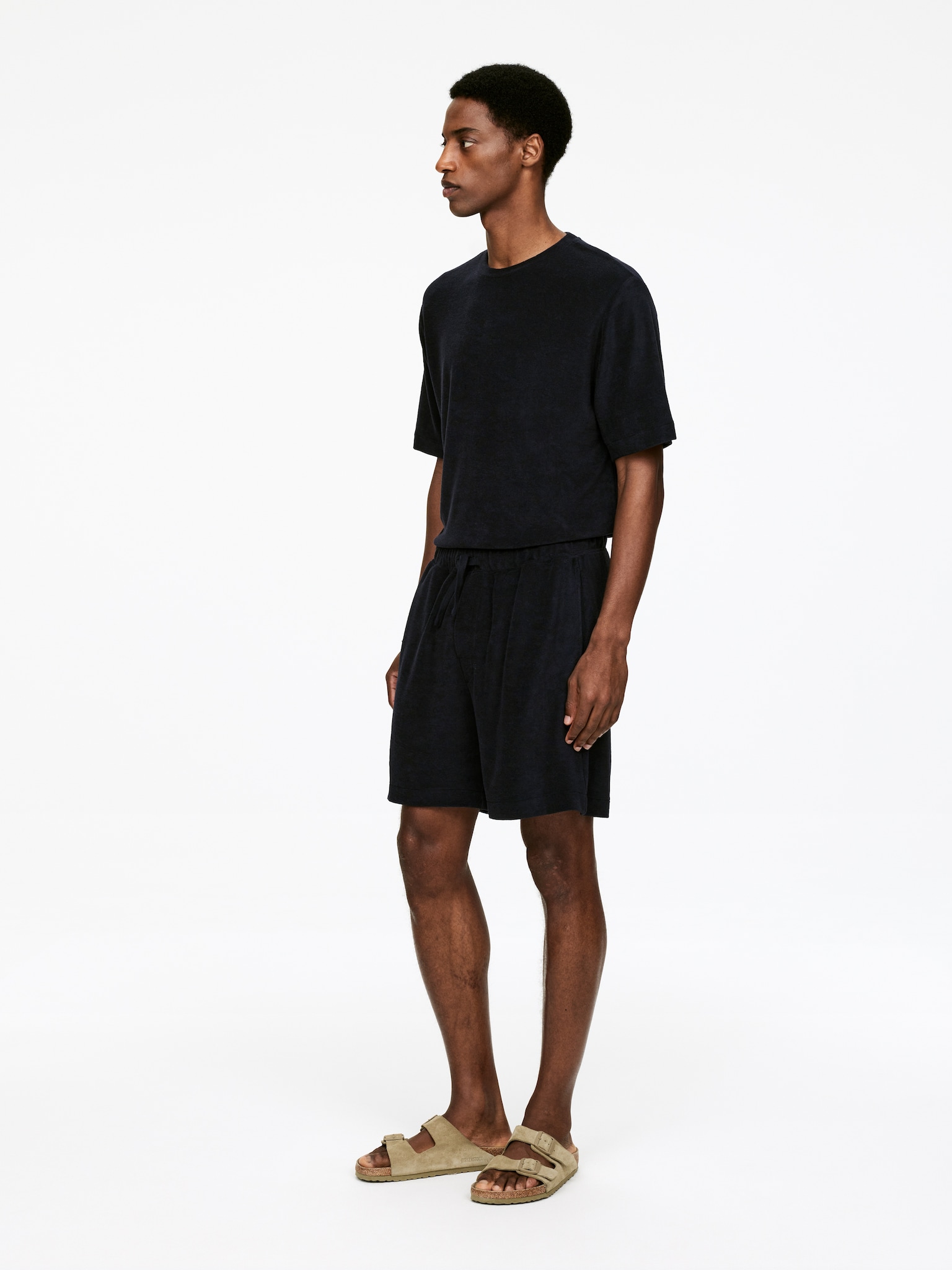Short en éponge de coton - Noir - 3