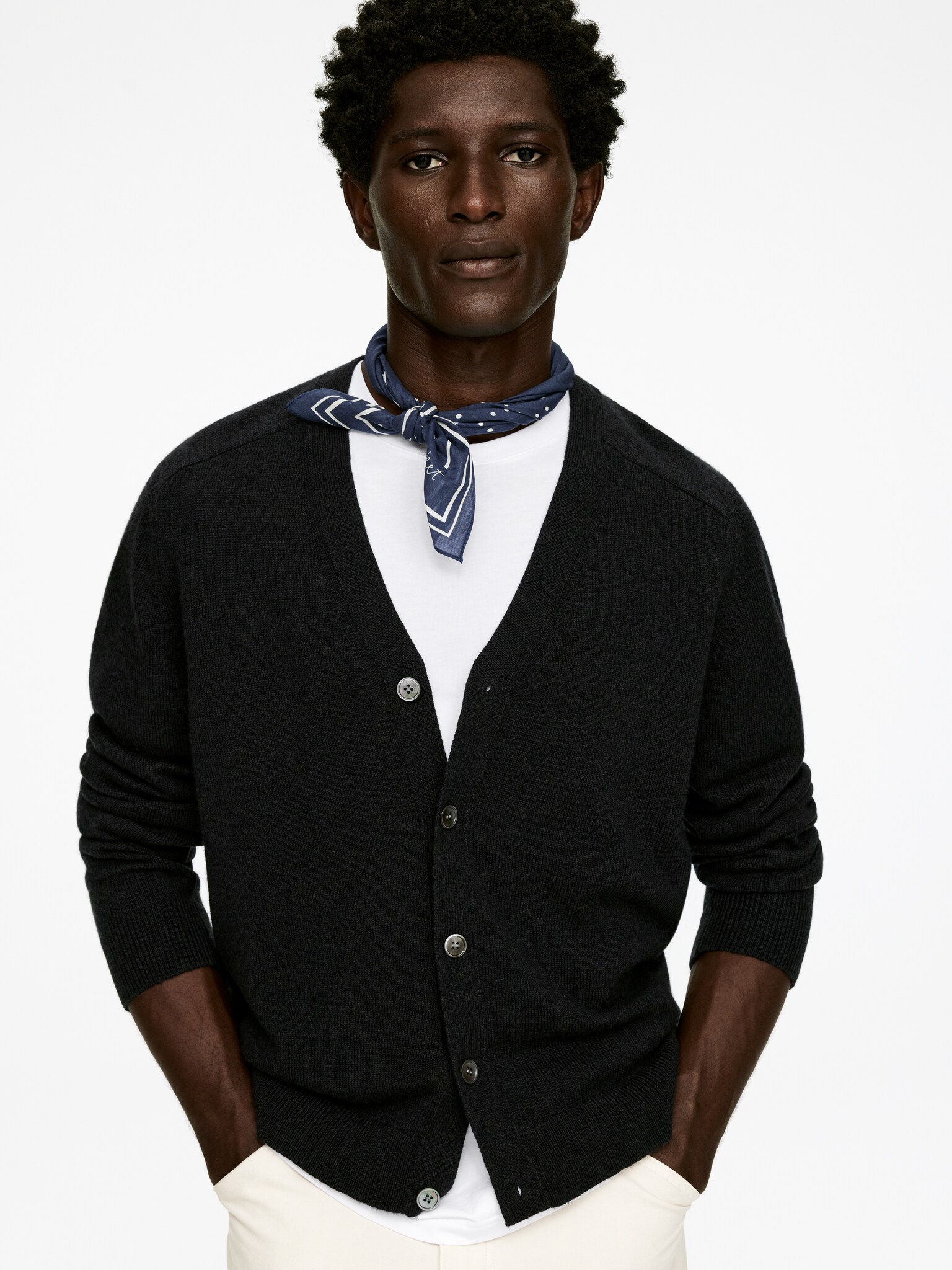Cotton Bandana - Dark Blue/Off White
