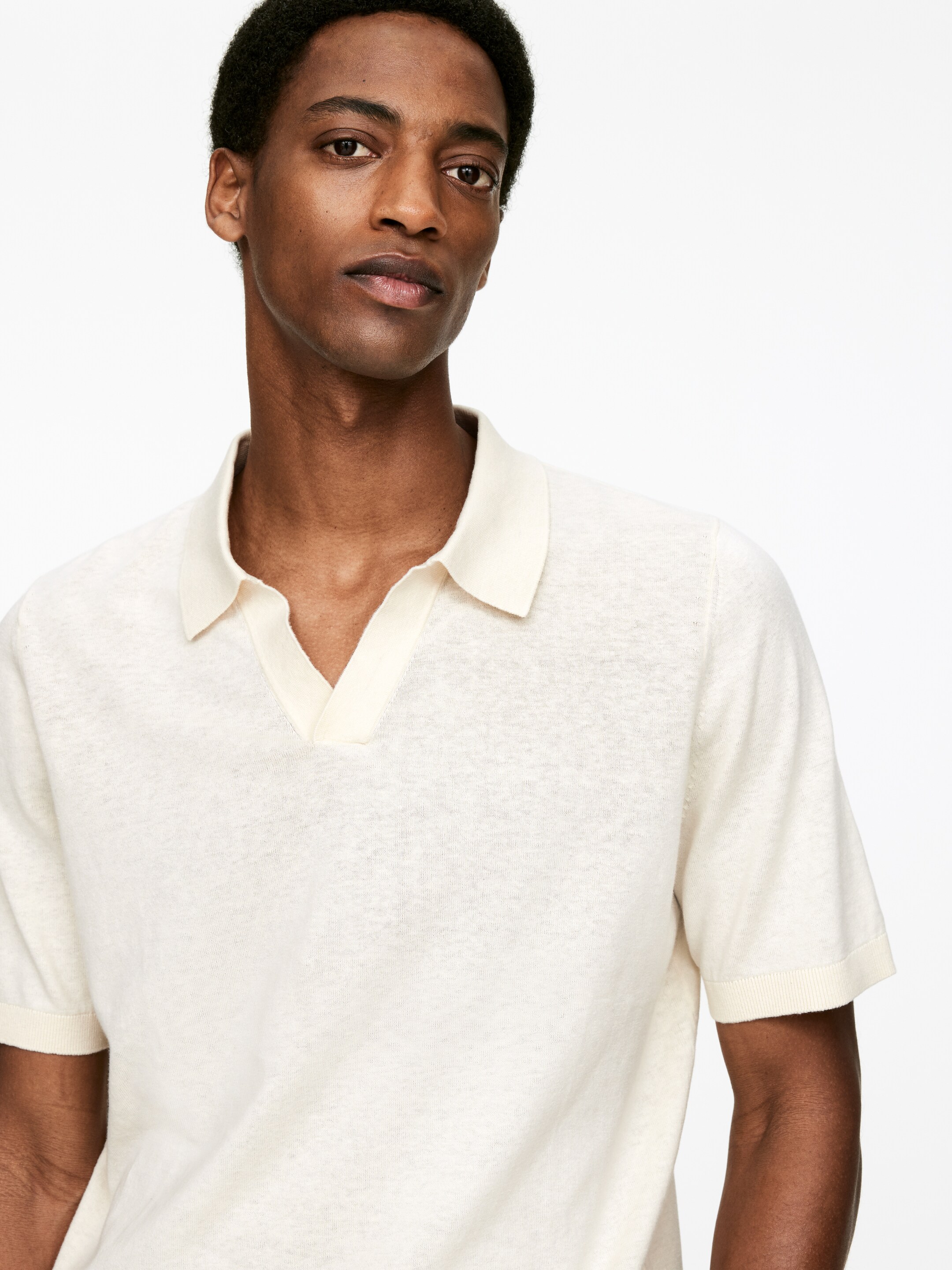Grösseres Bild ansehen: Poloshirt aus Baumwoll-Leinen - Cremeweiß - HERREN | H&M CH 3