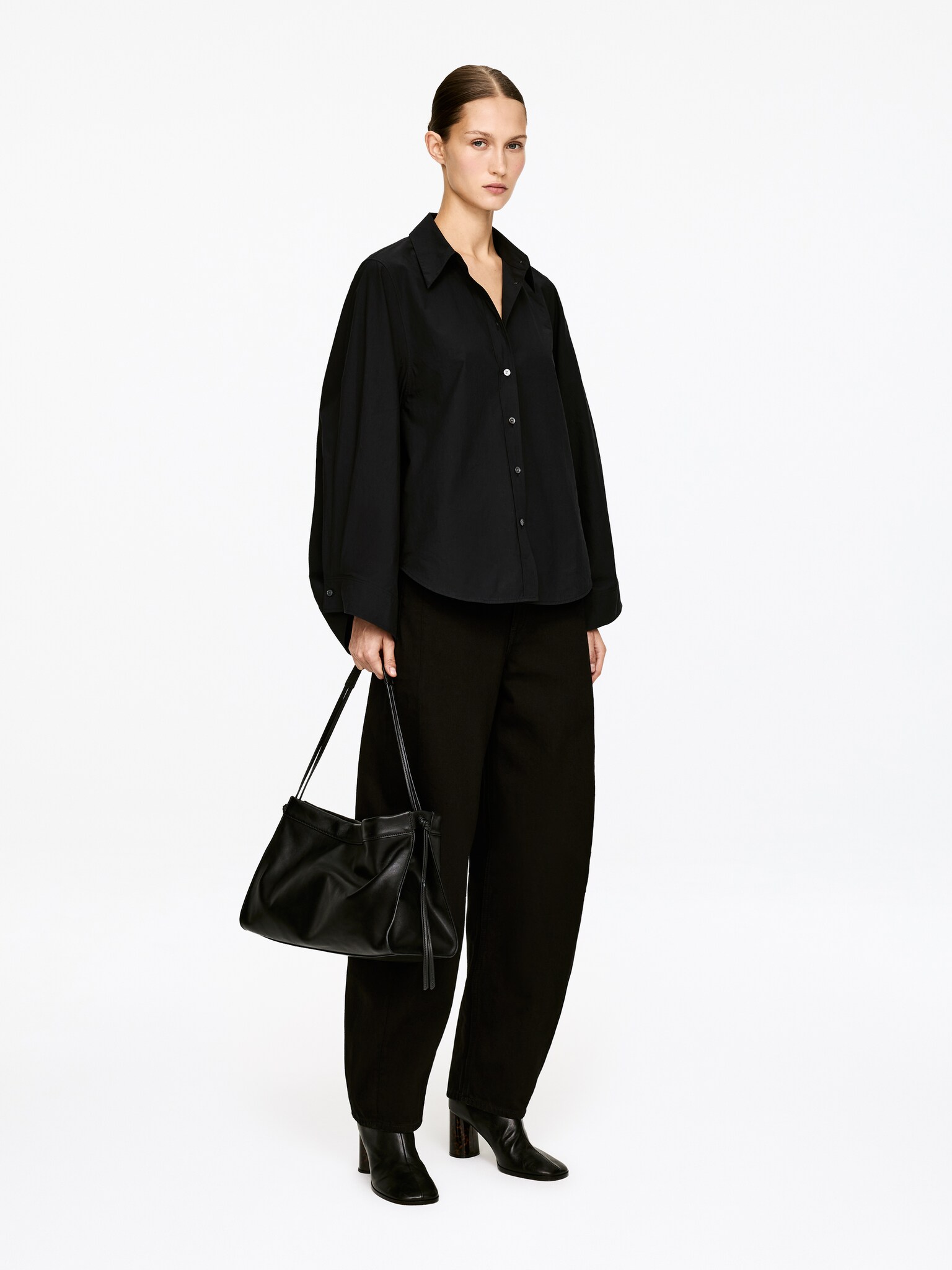 Chemise à manches volumineuses - Noir/Blanc - 5