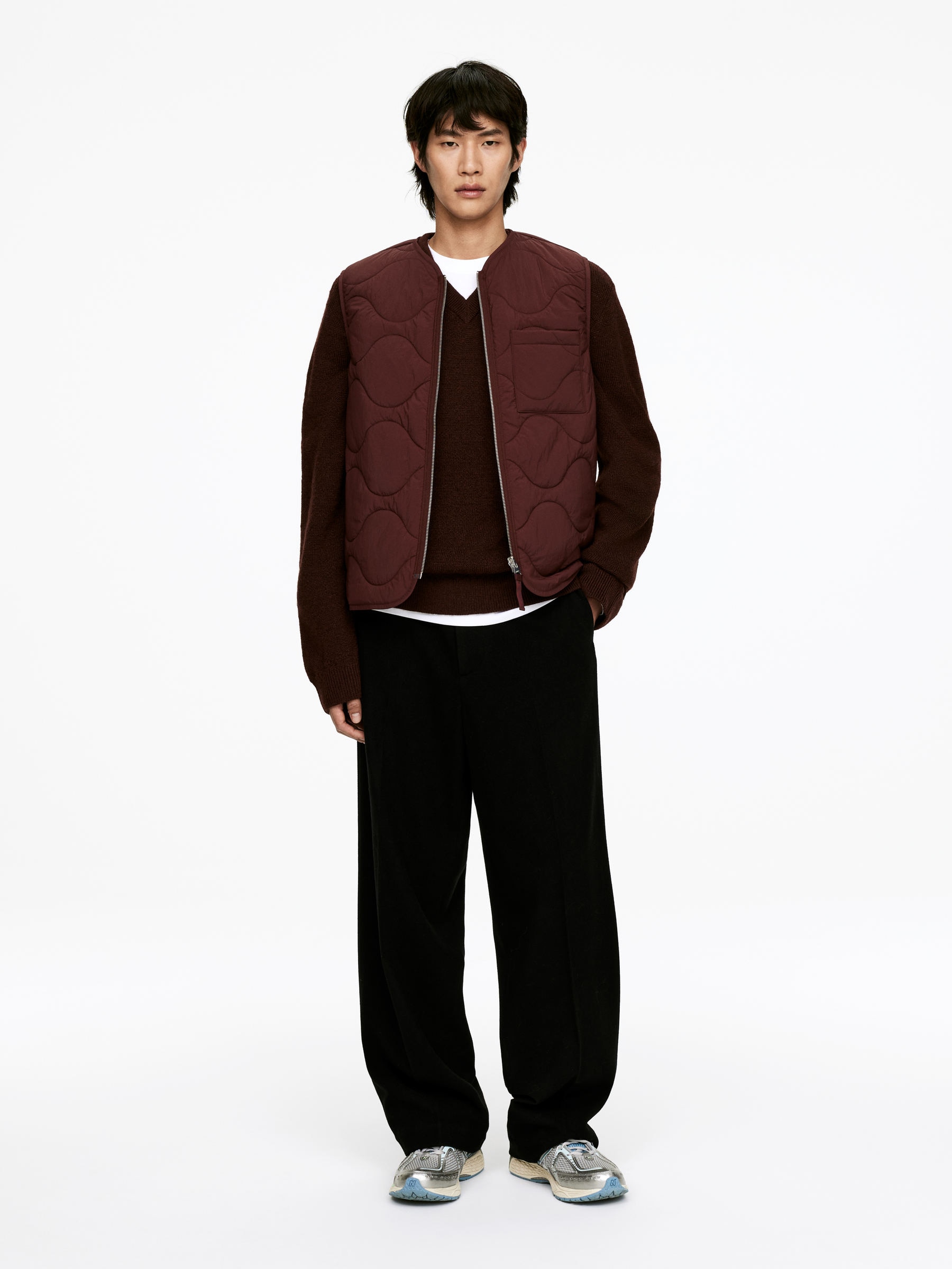 2-in-1 Quilted Liner Vest-#4B3939-16000