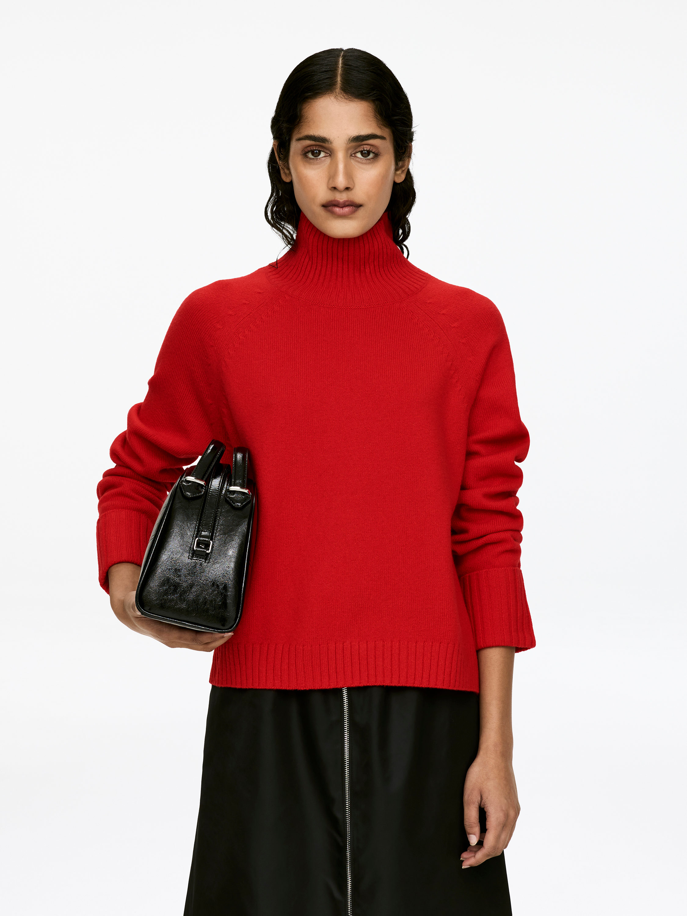 Roll-Neck Wool Jumper-#C61B27-16715