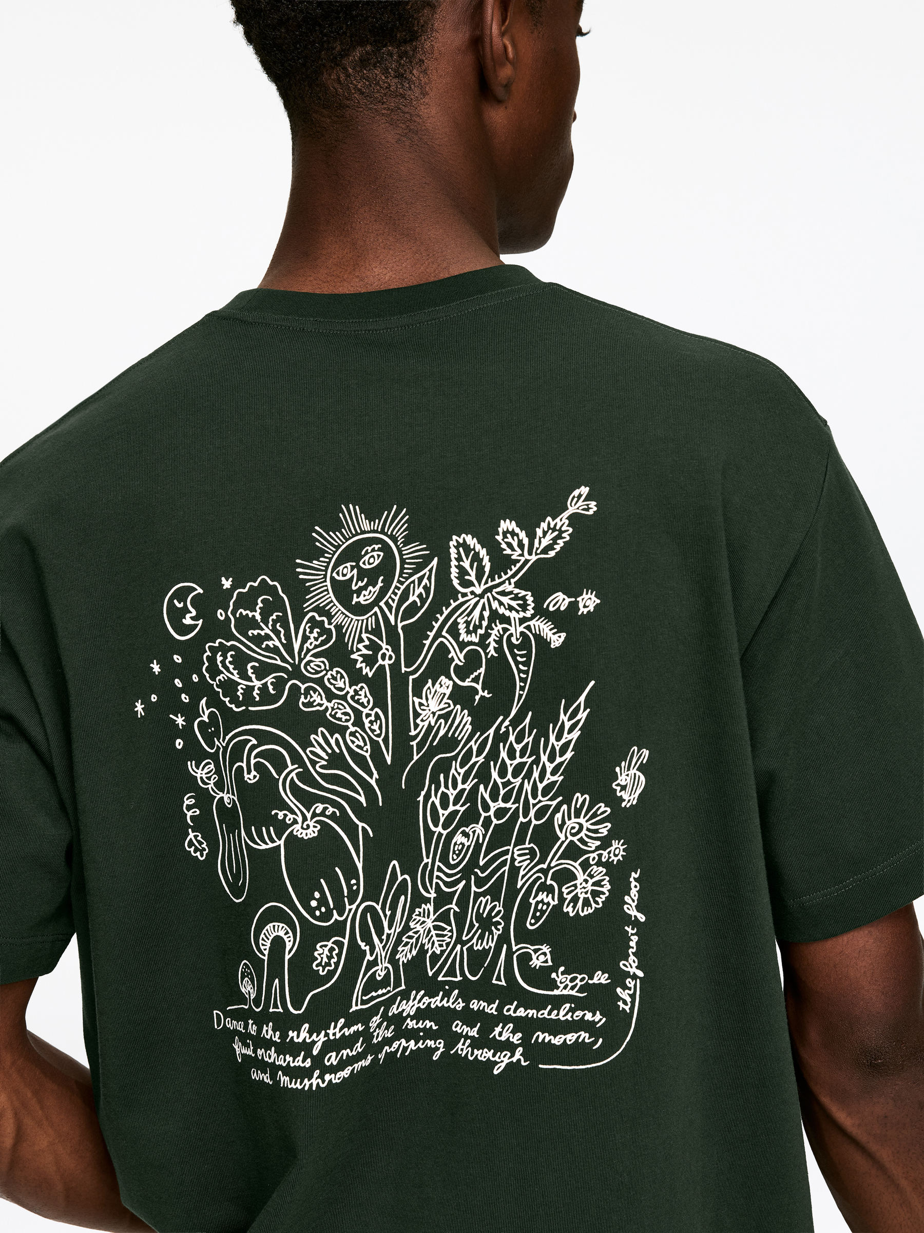 ARKET CAFÉ Printed T-Shirt - Dark Green/White - Loose fit - Café - StillMedia/Lookbook - 1