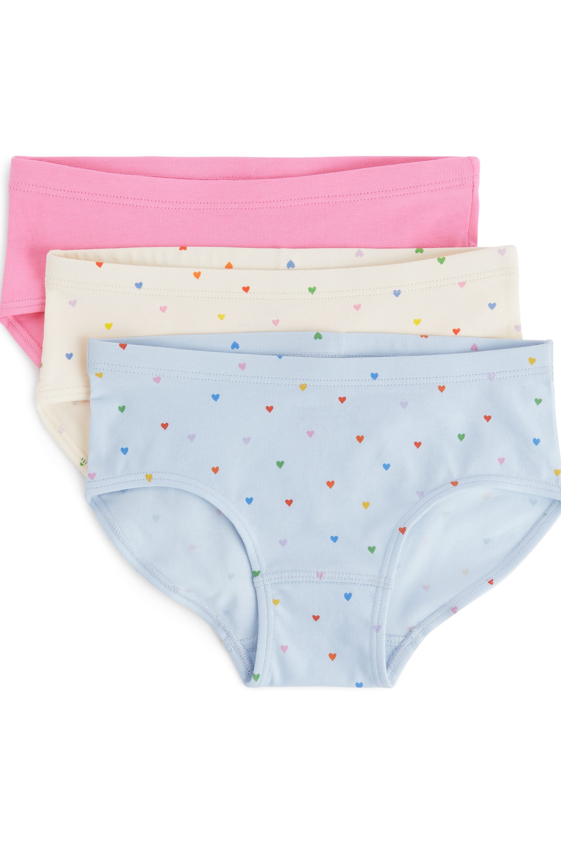 Agrandir l'image: Lot de 3 culottes en jersey de coton - Bleu/imprimé cœurs - ENFANT | H&M FR 1