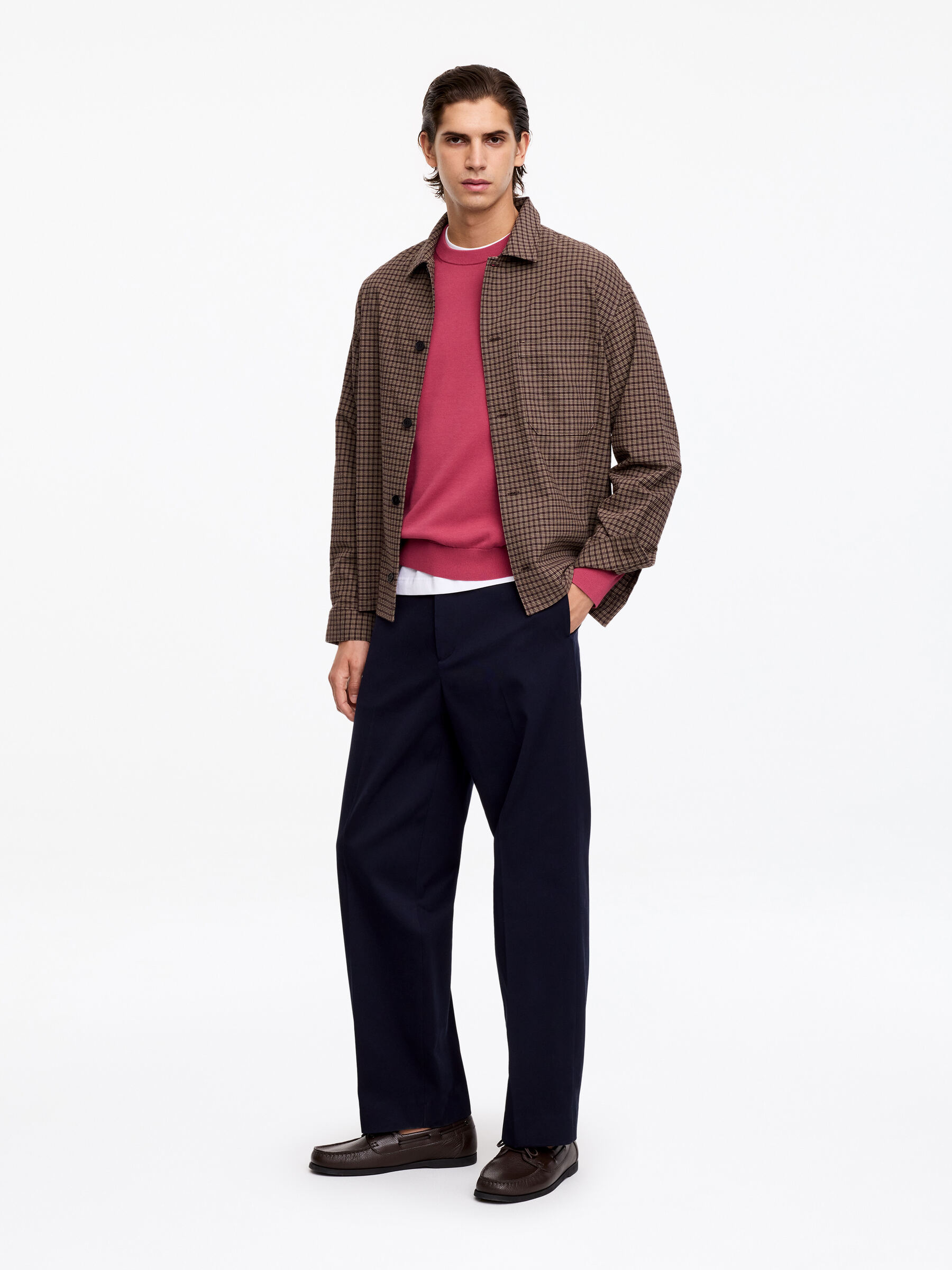 Lightweight Cotton Crewneck Jumper - Raspberry Red - Regular fit - Men - StillMedia/Lookbook - 3