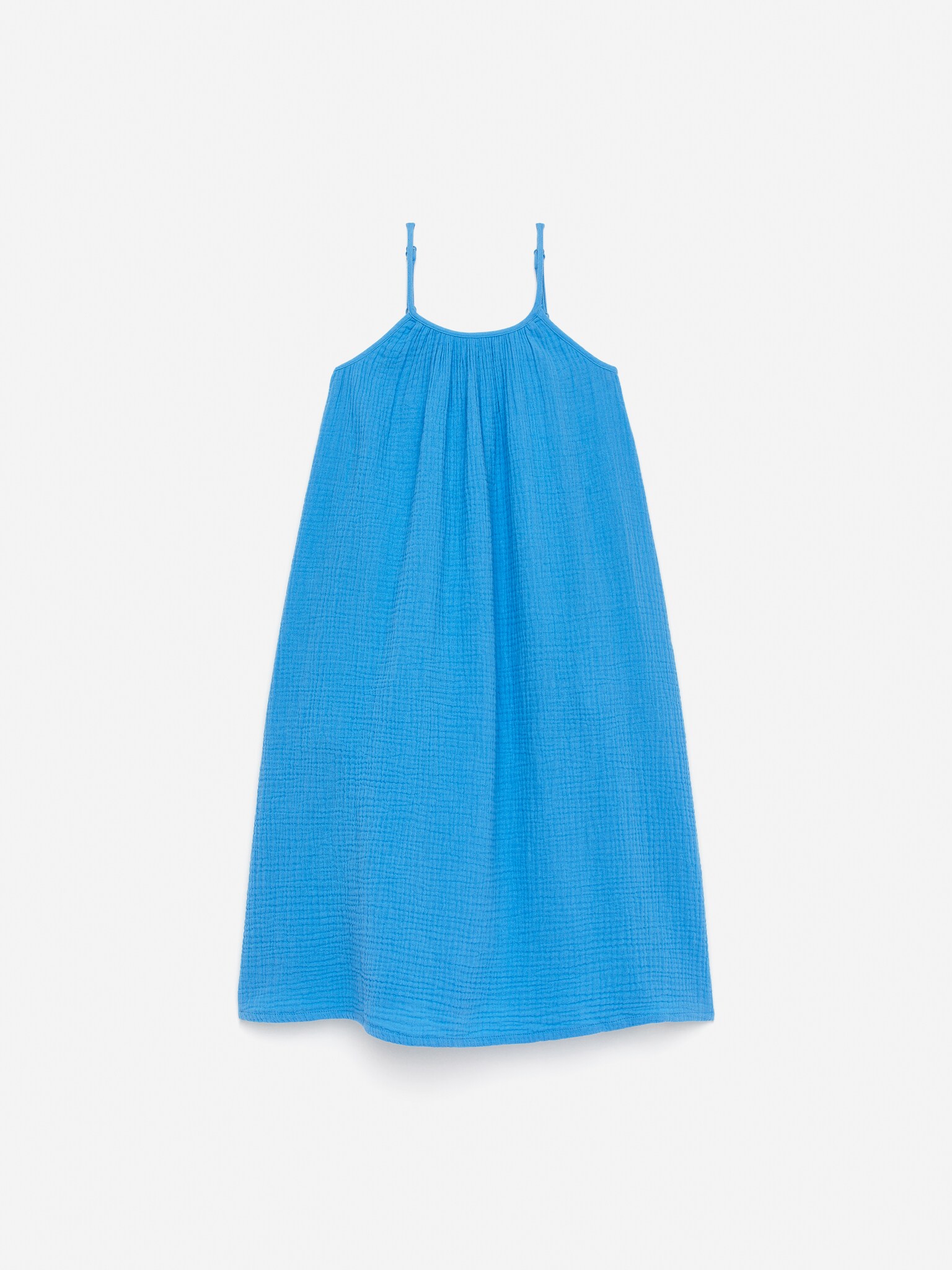 Trägerkleid aus Musselin - Blau/Rosa