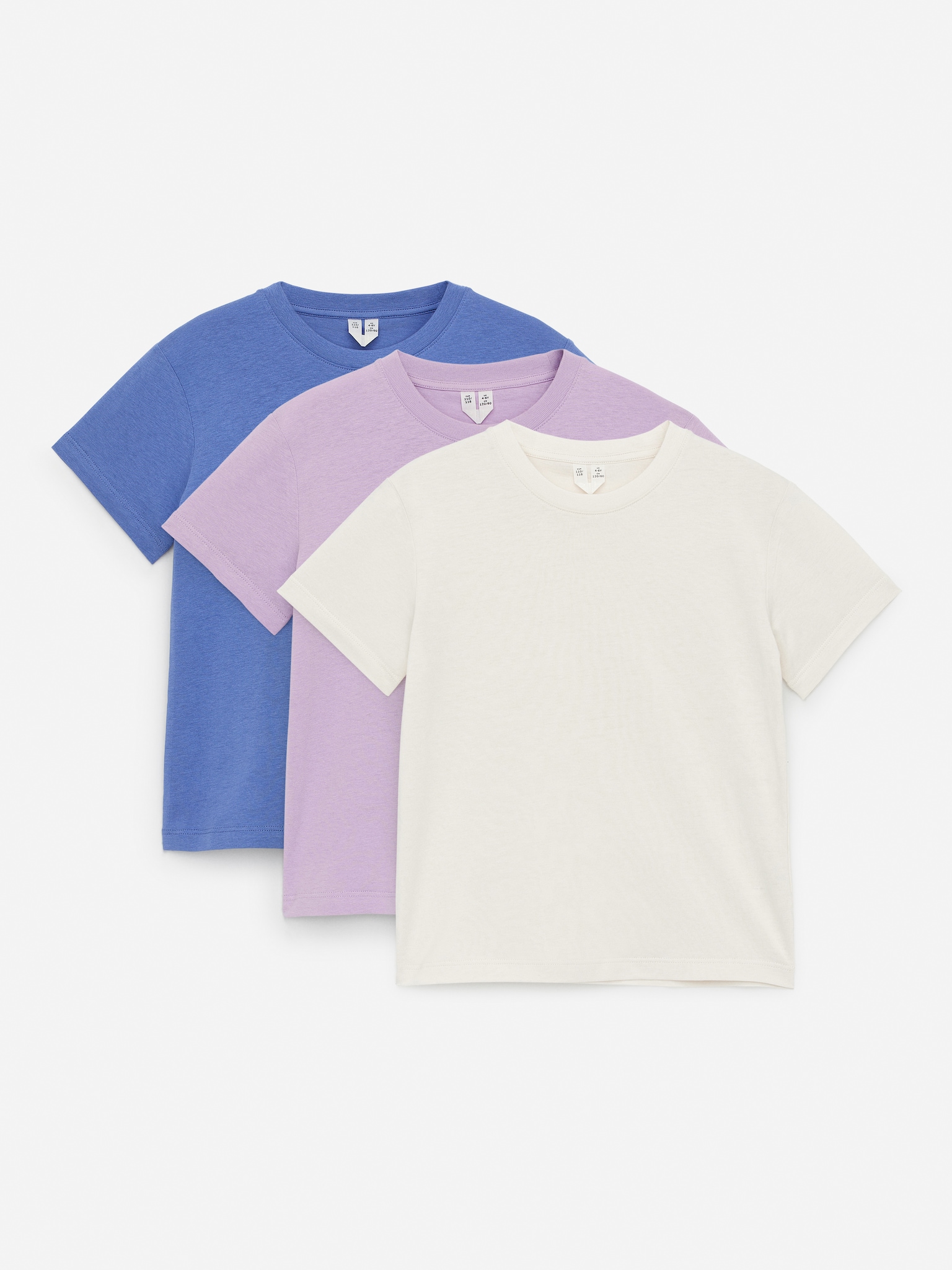Sada triček s kulatým výstřihem 3 ks - Modrá/Fialová/Off White/Lila/Fialová/Růžová/Oranžová/Modrá/Zelená/White/Bílá/Šedá/Tmavě modrá/Černá/Žlutá/Šedá