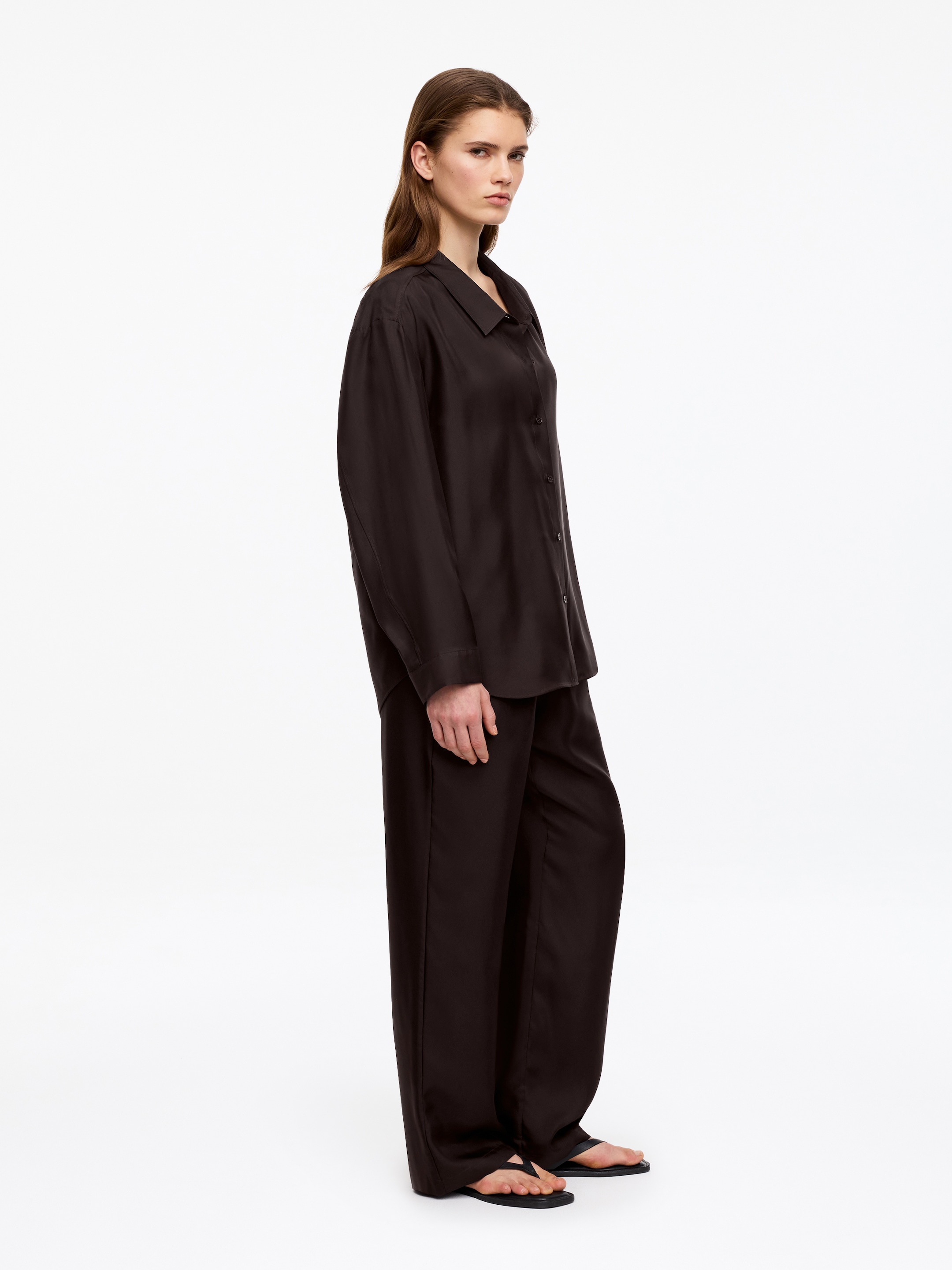 Silk Twill Shirt - Dark Brown - Regular fit - Women - StillMedia/Lookbook - 6