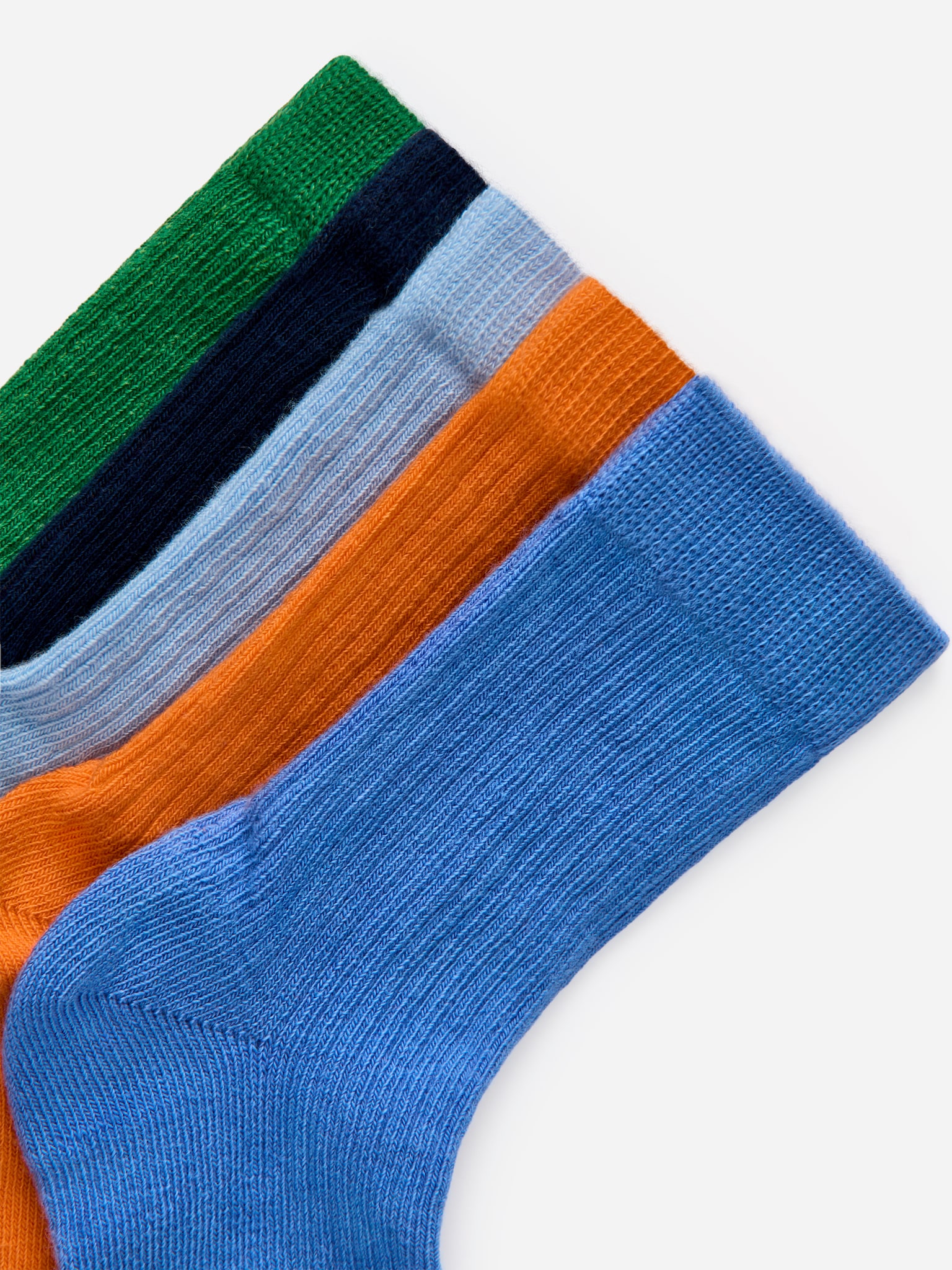 Chaussettes en maille côtelée, 5 paires - Bleu/Orange/Vert/Lilas/Rose/Orange - 2