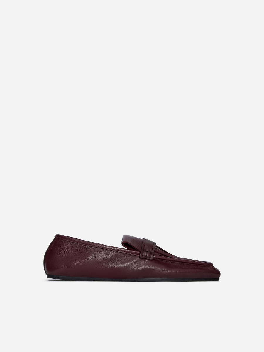 ARKET Women's  Fringe Leather Loafers Red,  size 41