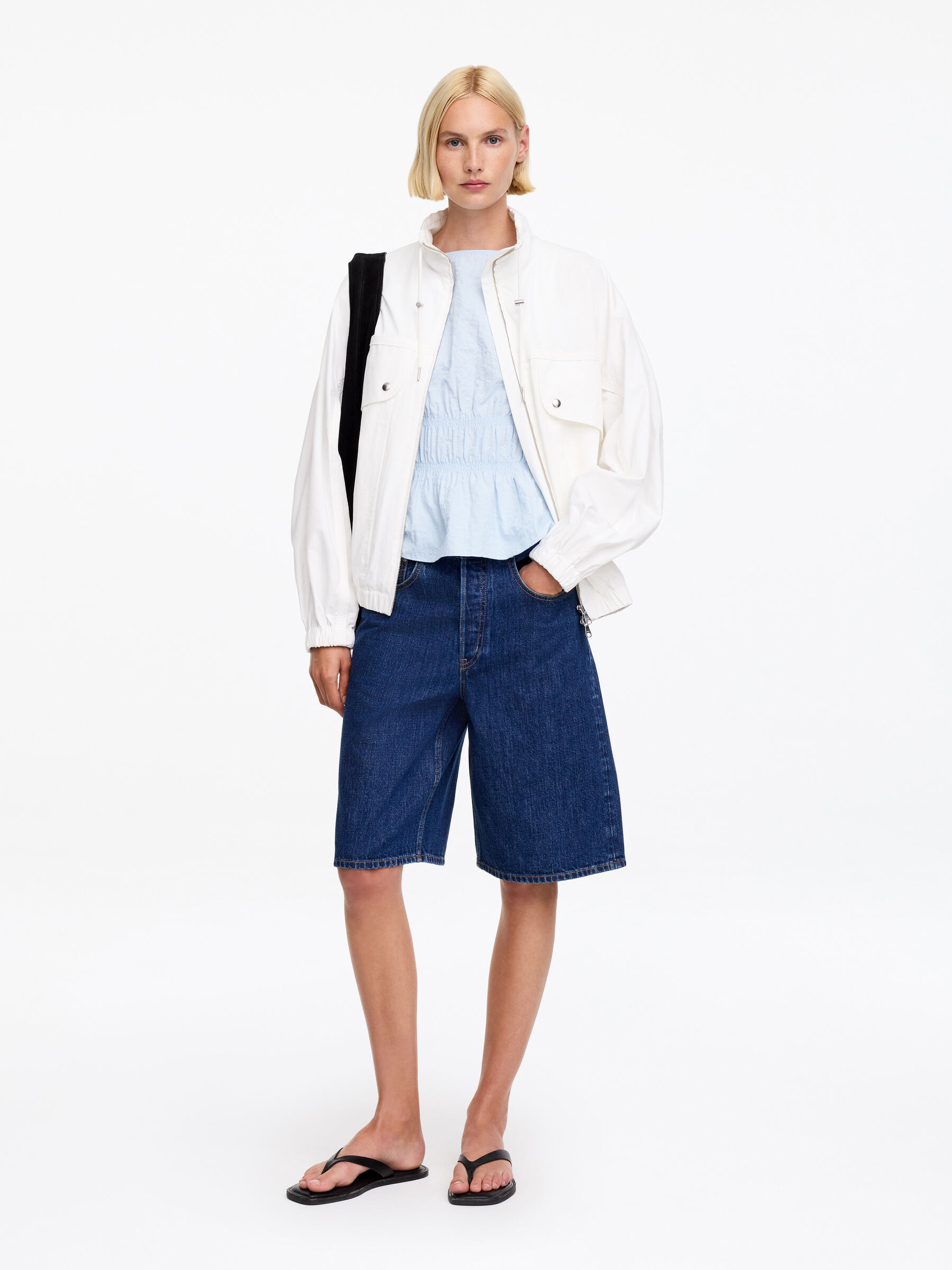 Seersucker Smock Top - Light Blue - Slim fit - Women - StillMedia/Lookbook - 2