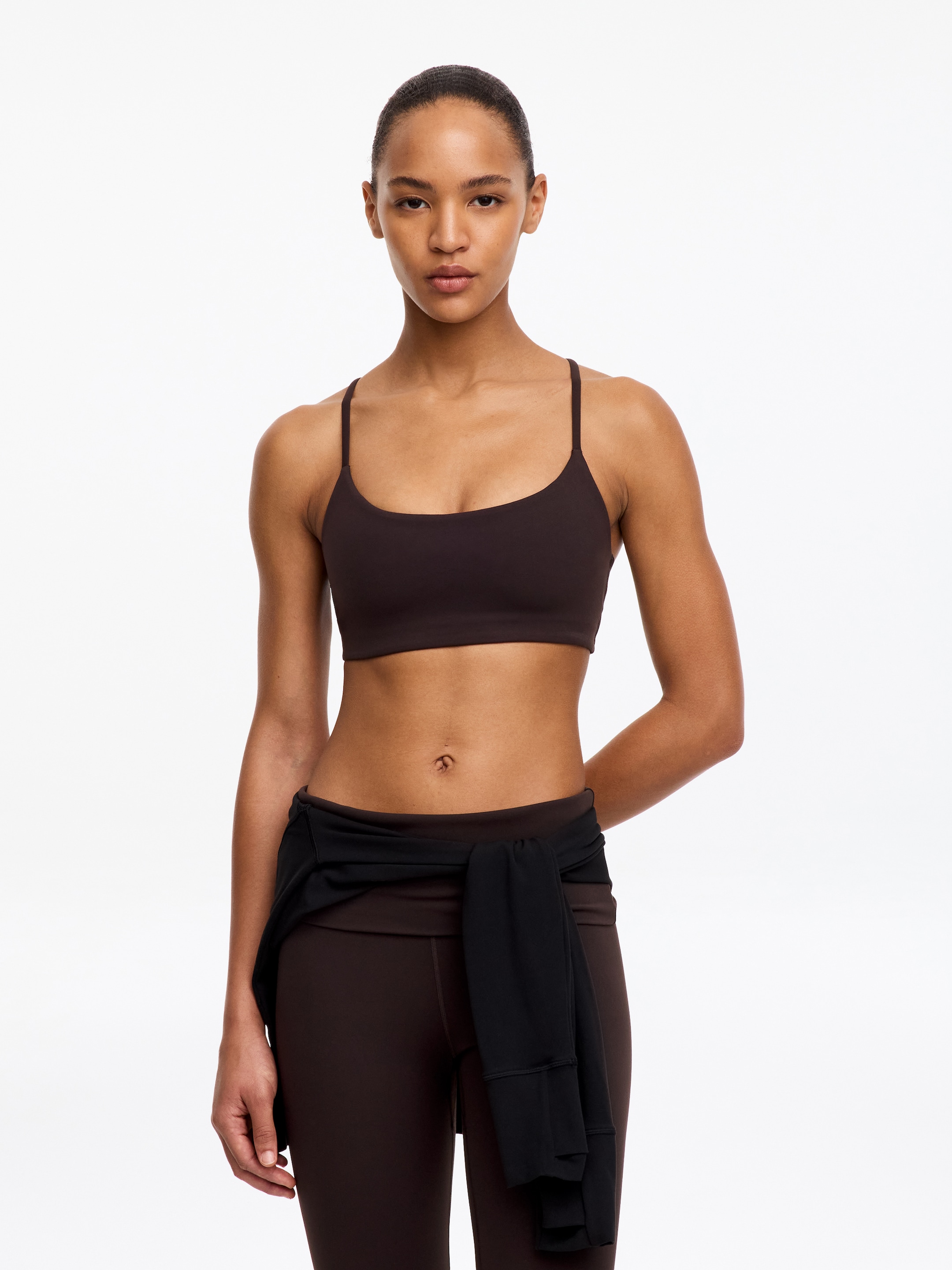 Soft Stretch Sports Bra-Brown-19780