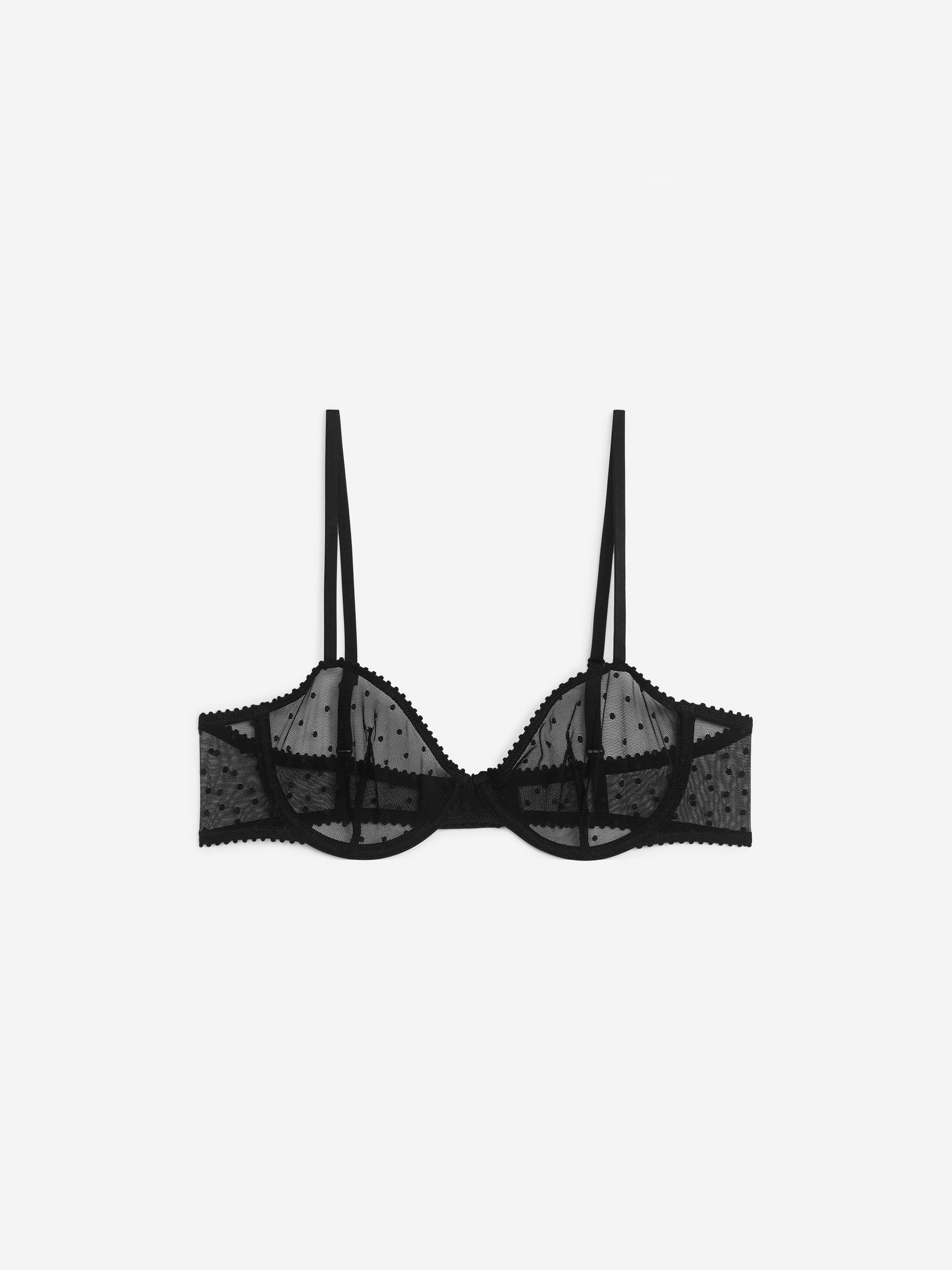 Balconette Mesh Bra-Black-6142