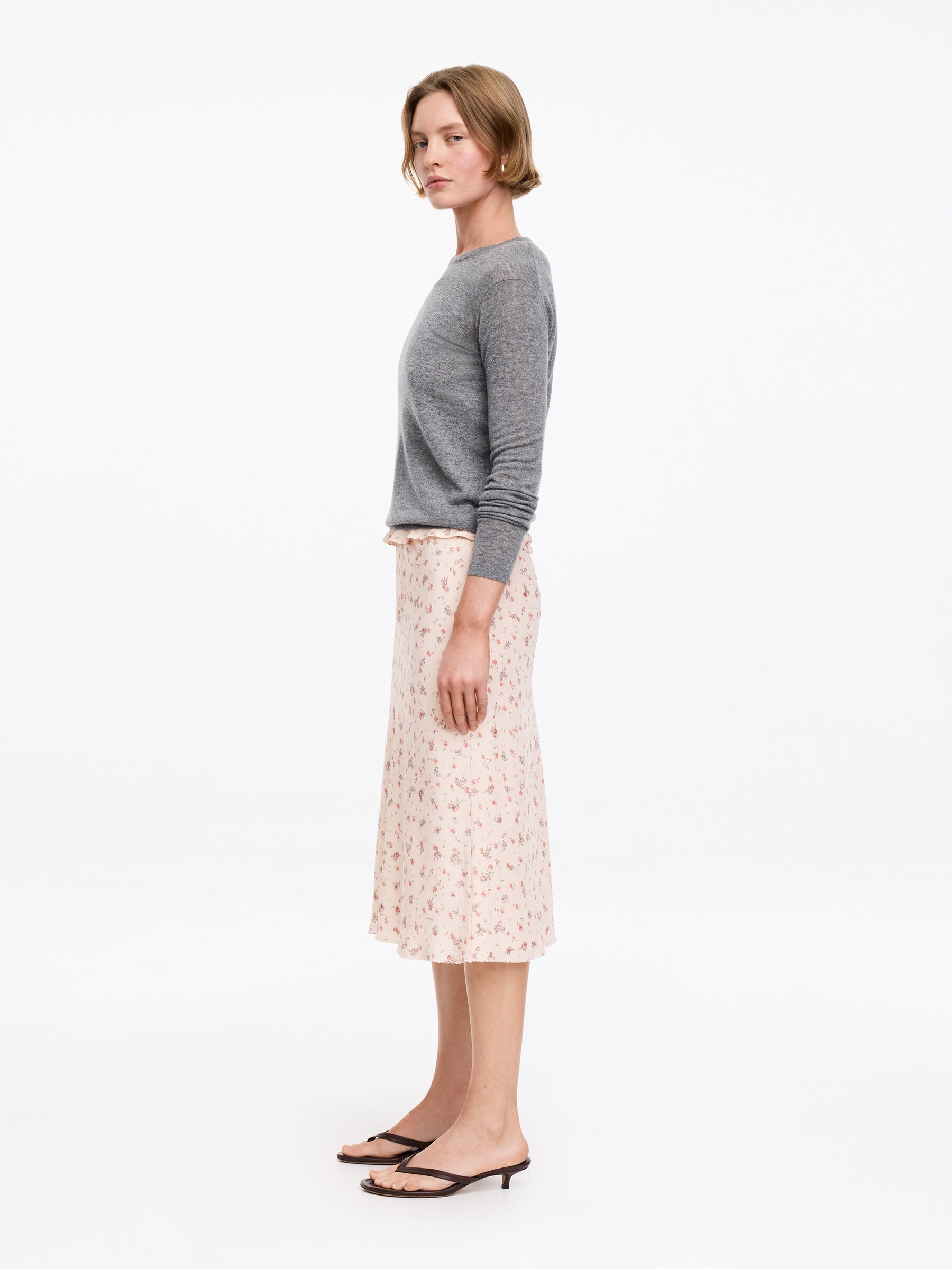 Knee-Length Silk Skirt - Dusty Pink - Regular fit - Women - StillMedia/Lookbook - 3