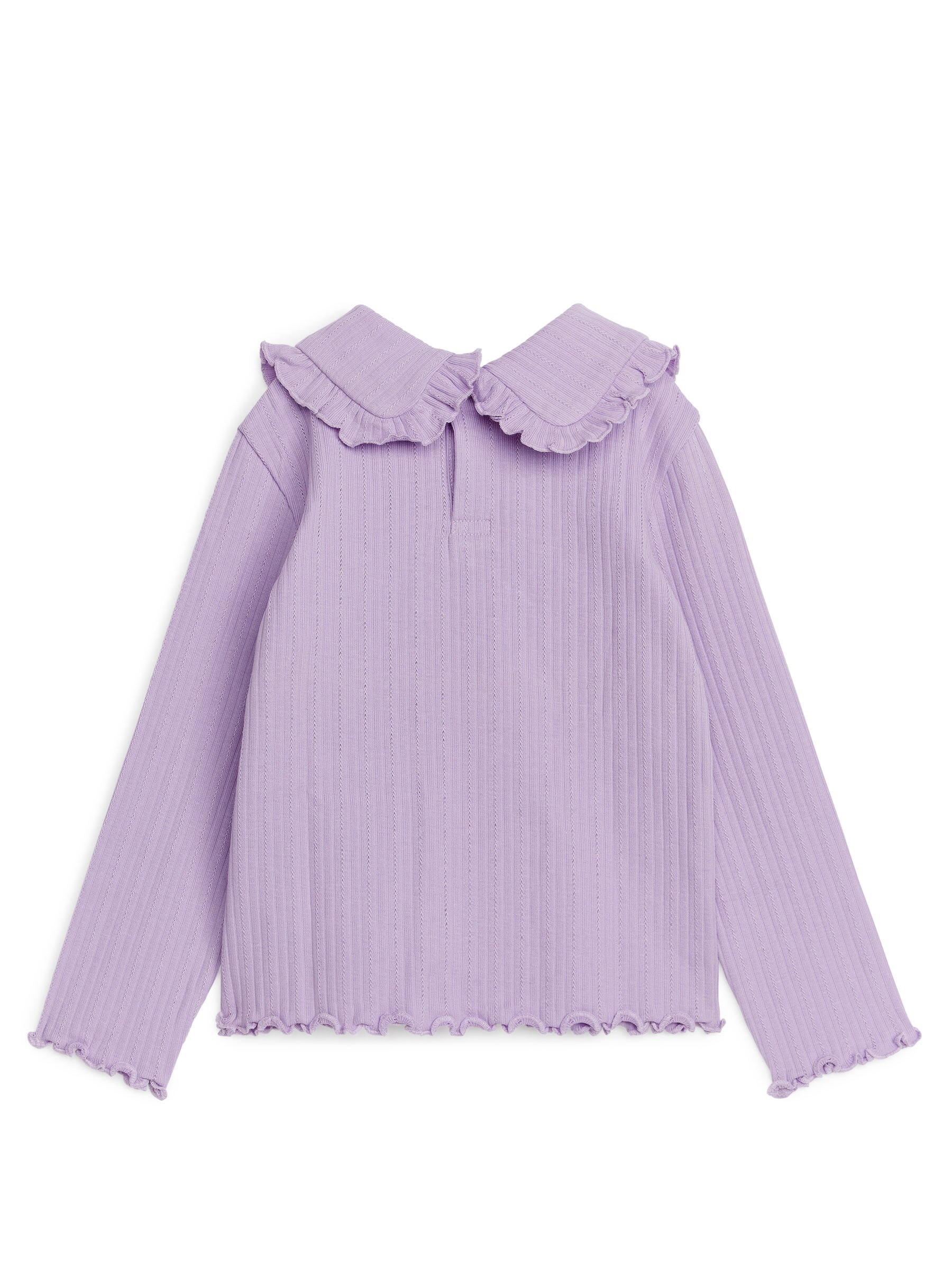 Pointelle-Oberteil mit Rüschenkragen - Lila - Regular Fit - Kinder - StillMedia/DescriptiveStillLife - 1