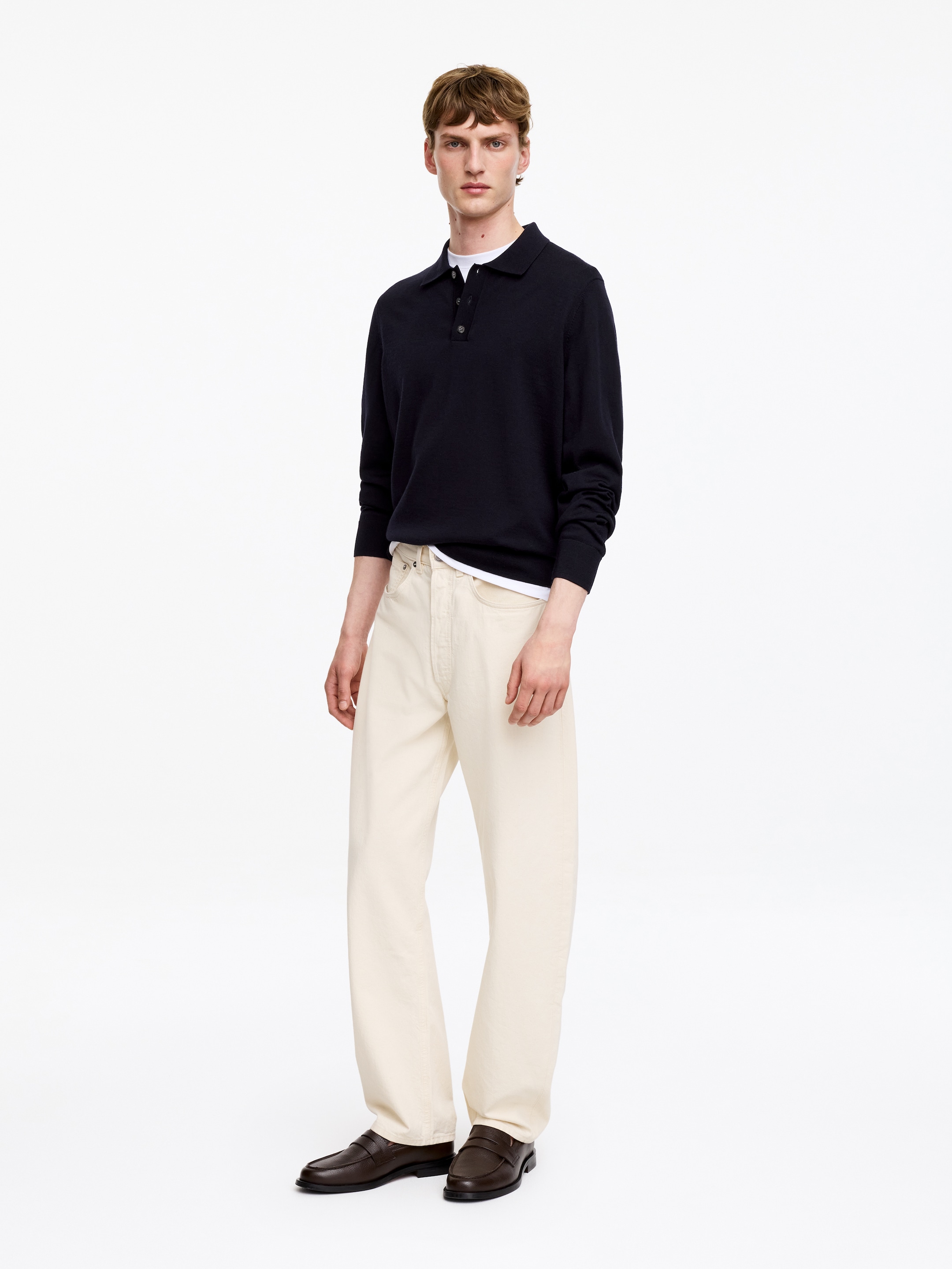 Polo en laine mérinos - Bleu foncé - Regular fit - Homme - StillMedia/Lookbook - 55