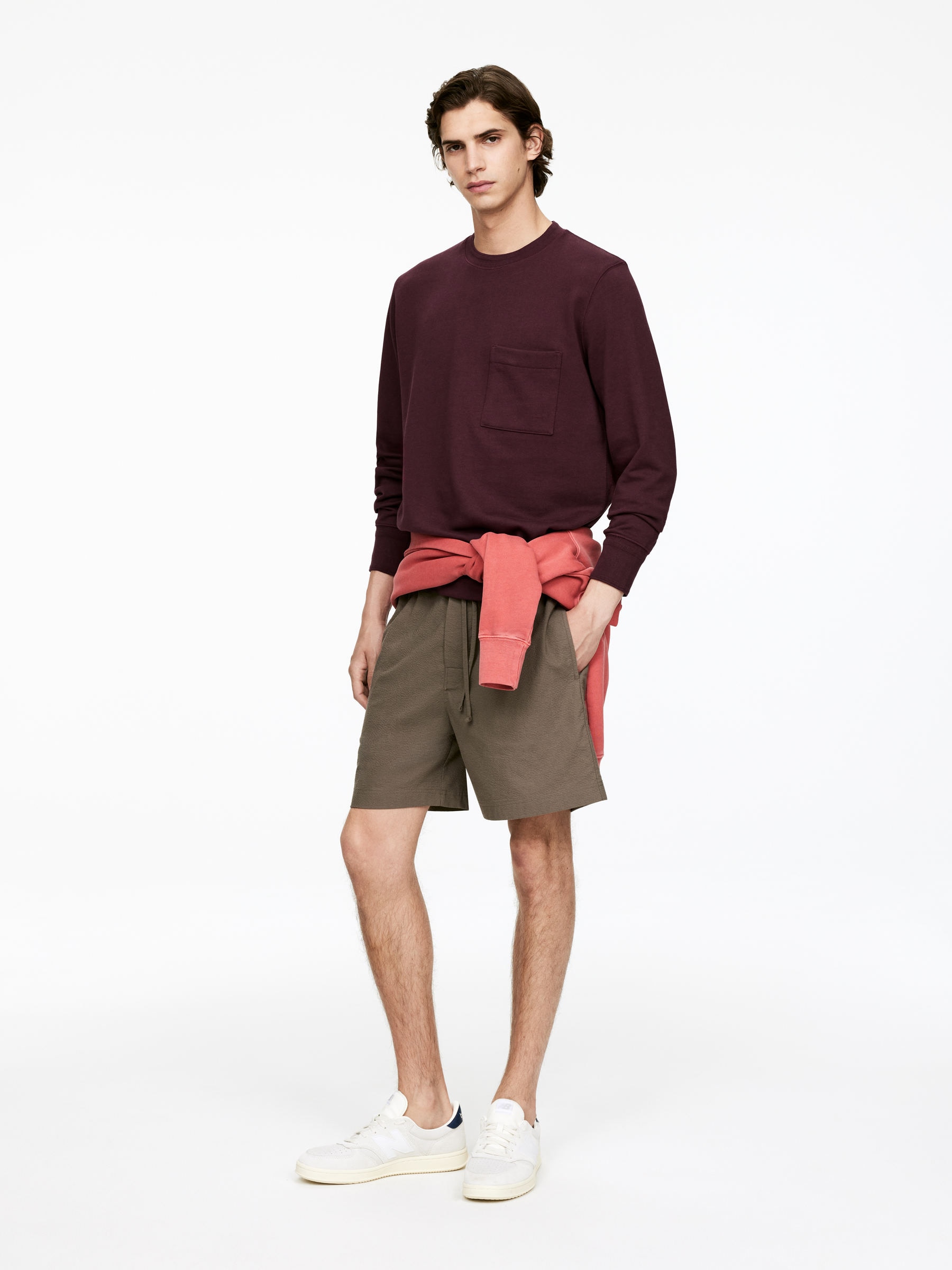 Straight-Cut Sweatshirt - Burgundy - Regular fit - Men - StillMedia/Lookbook - 3