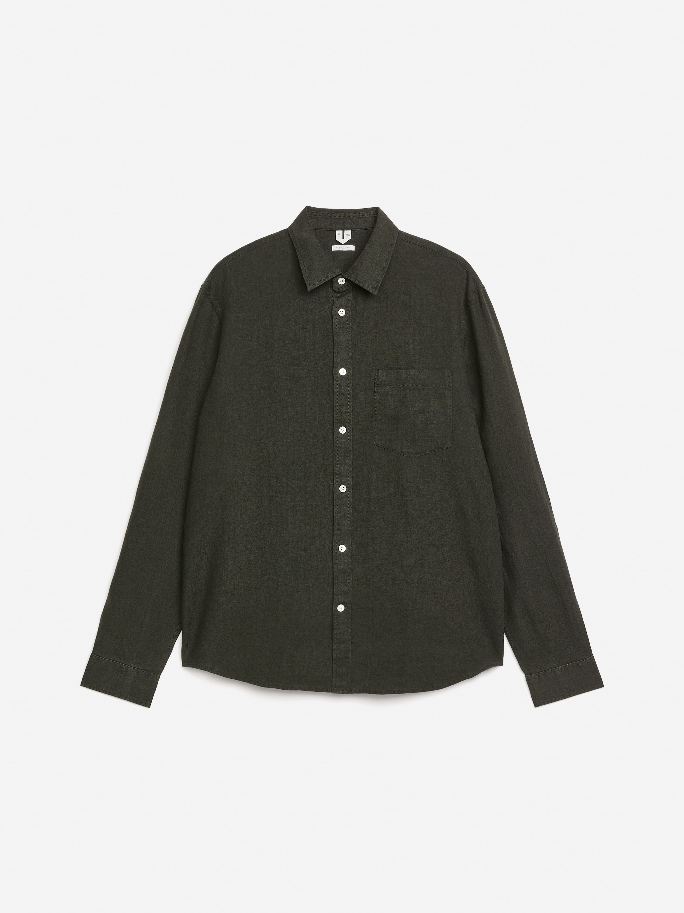 Leinenhemd mit normaler Passform - Dunkelgrün/Dunkelblau/Beige/Blassgrün/Weiß