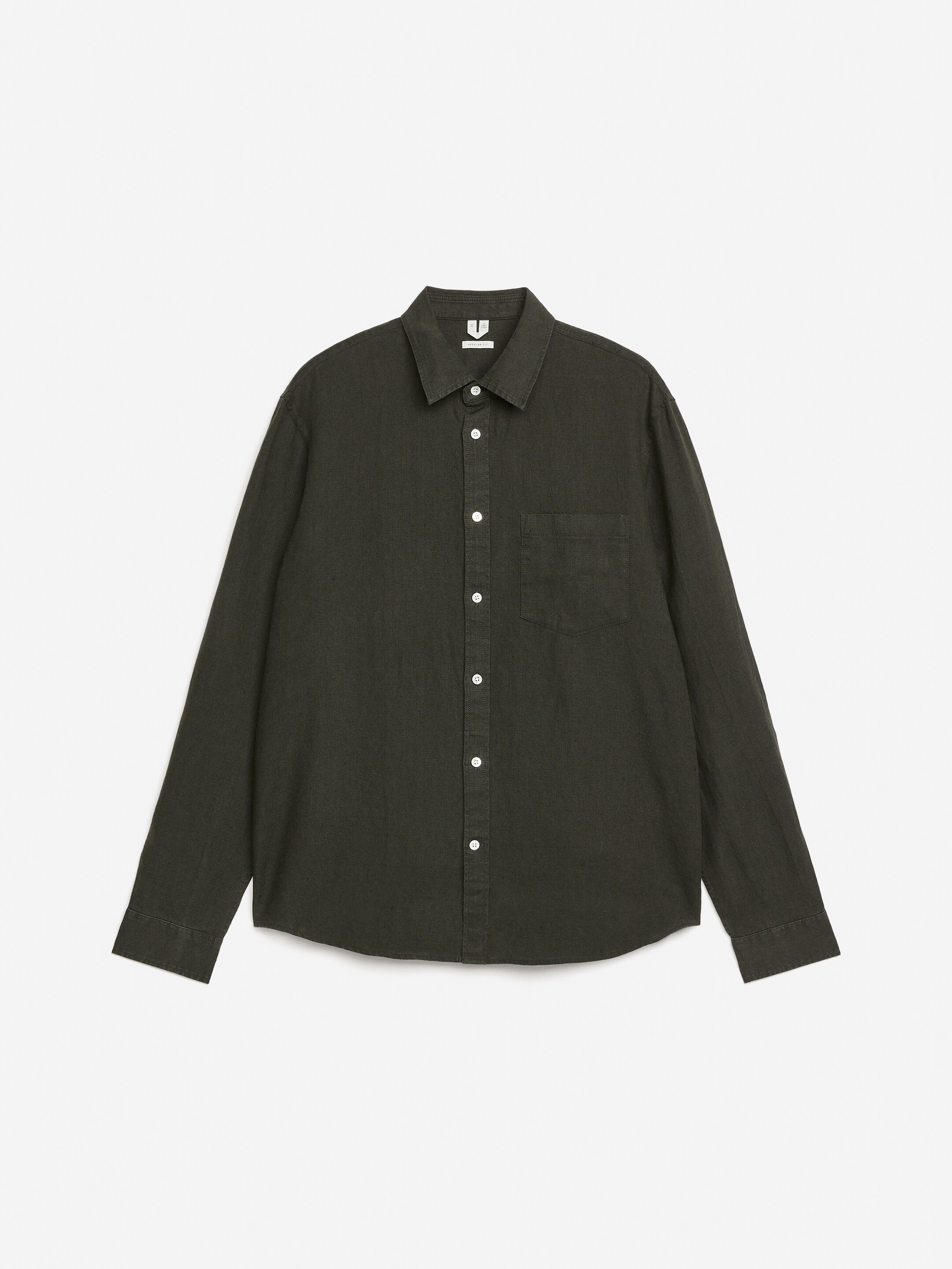 Grotere afbeelding bekijken: Regular-Fit Linen Shirt - Dark Green - HEREN | H&M BE 5