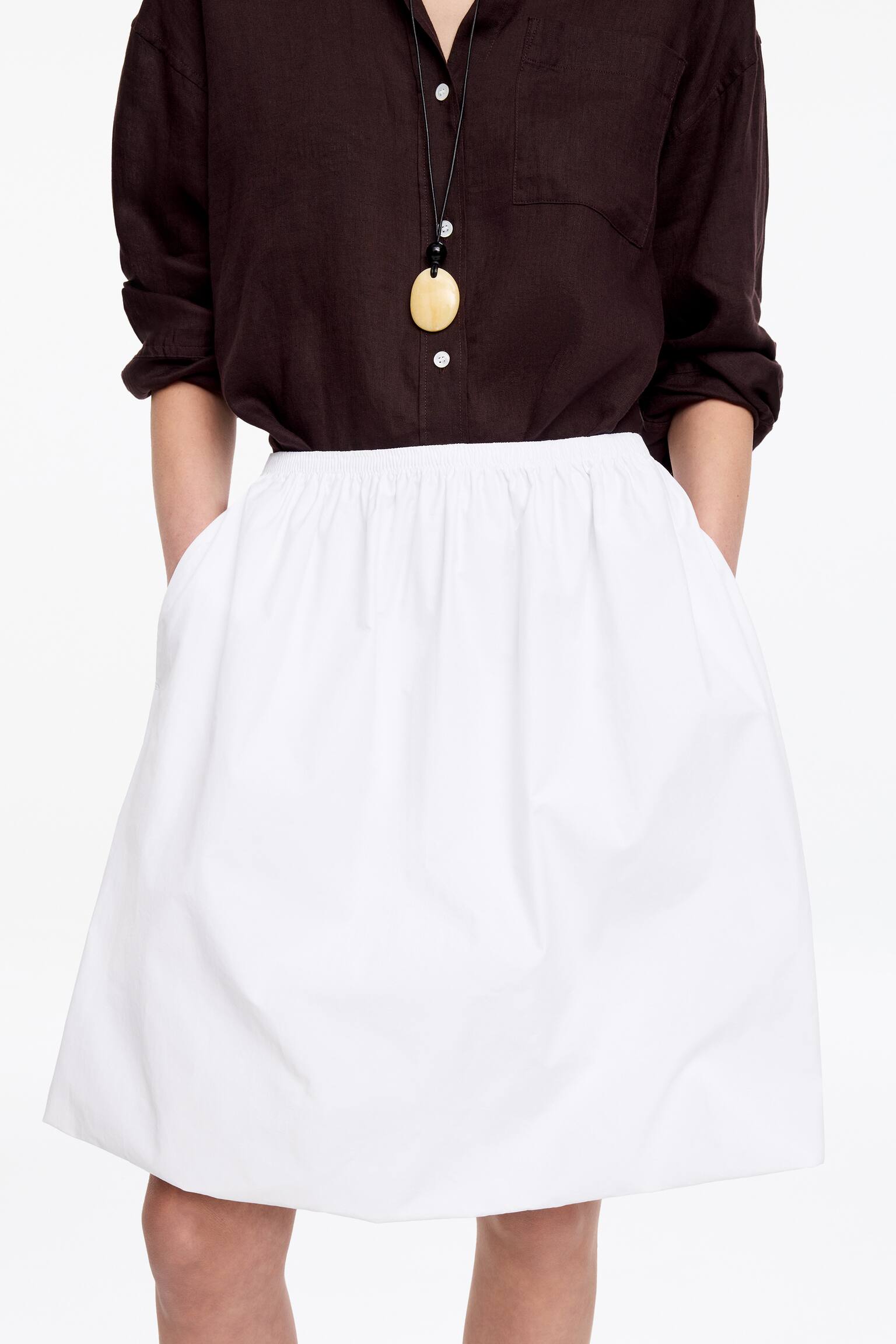 Taftrock mit aufgebauschtem Saum - Weiß - 5