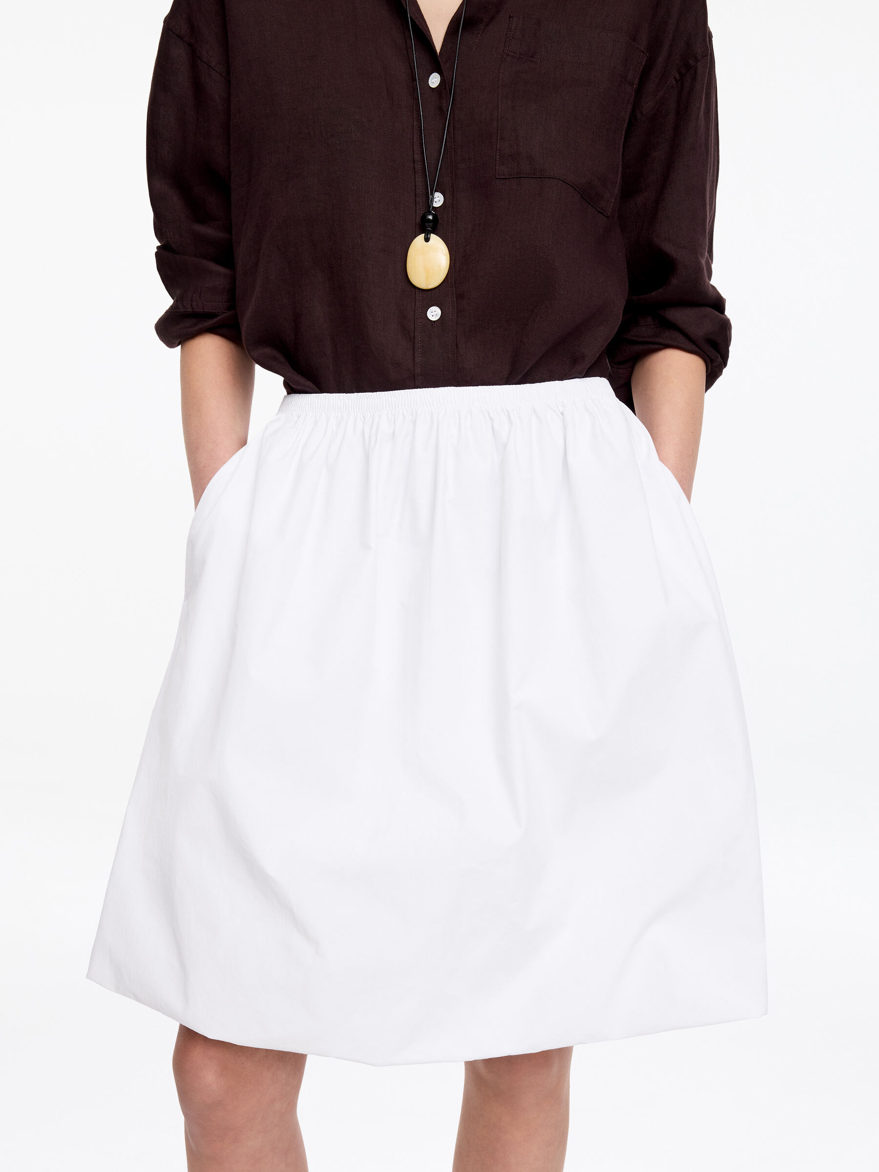 Falda abullonada de tafetán - Blanco - Corte estándar - Women - StillMedia/Lookbook - 5