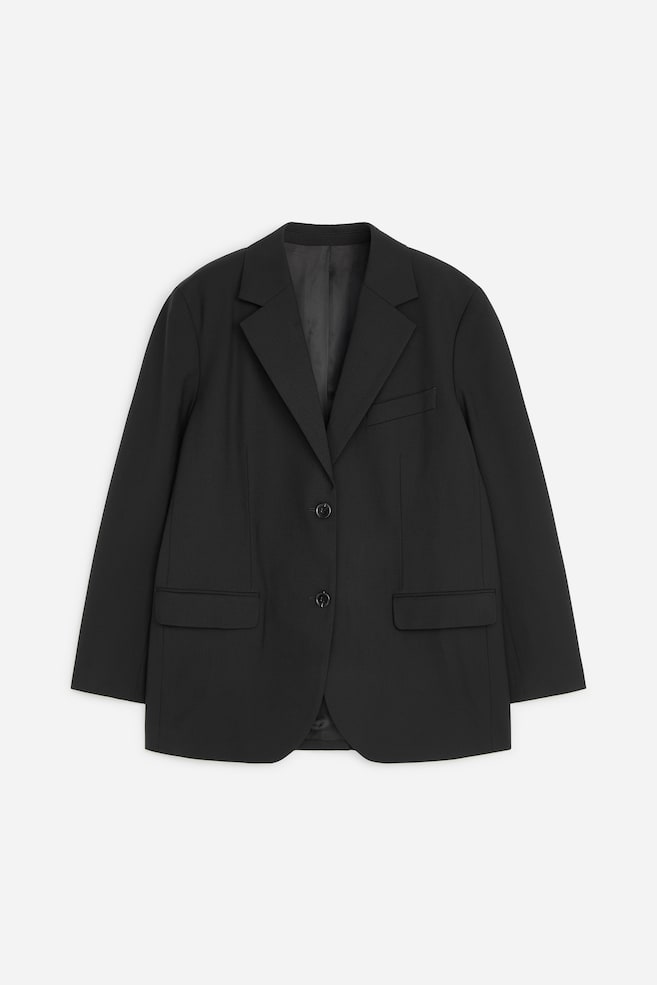 Oversize-Blazer aus Wollmischung - Schwarz/Beige/Dunkelbraun - 1