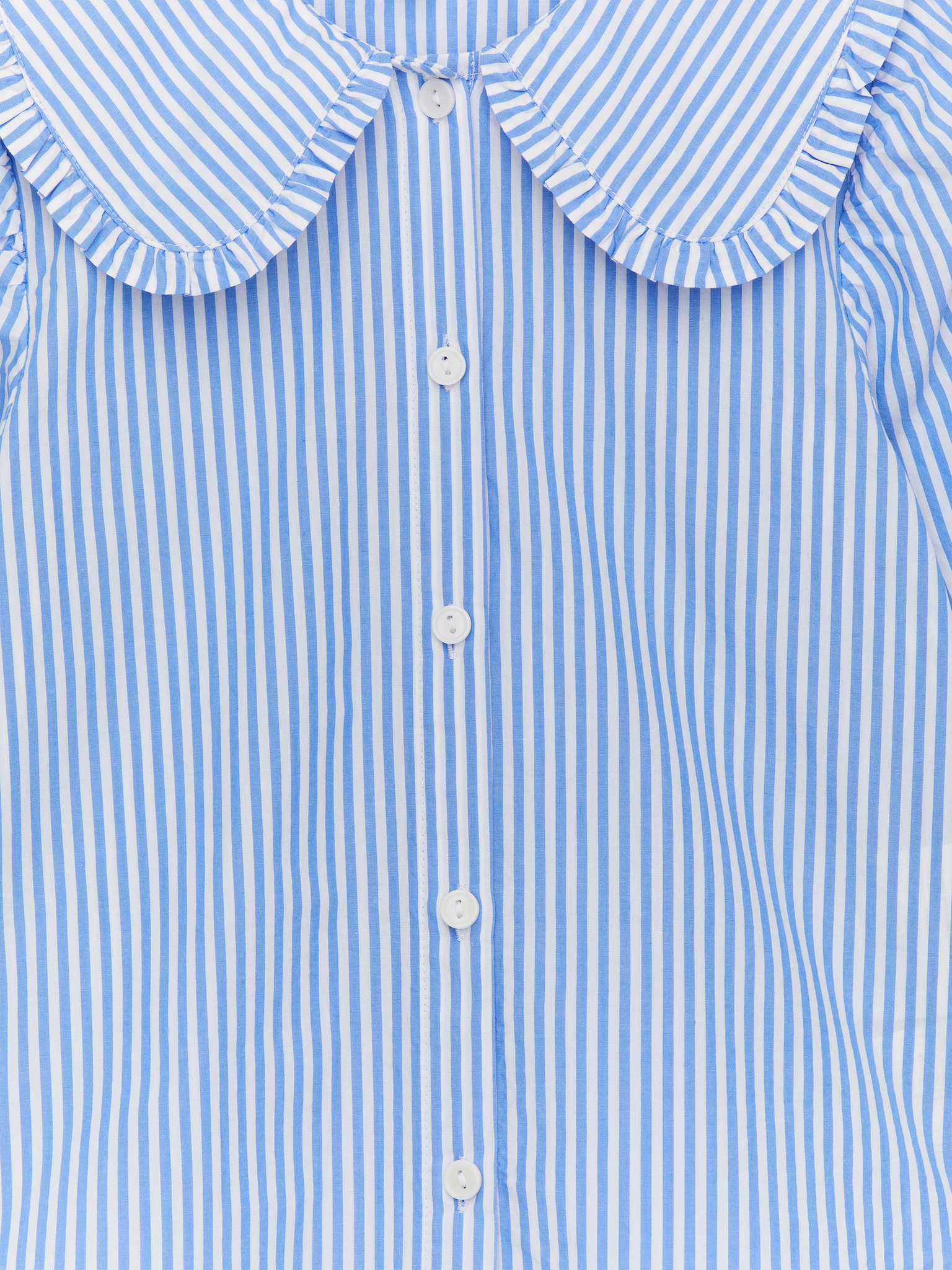 Blouse à col volanté - Blanc/Bleu - 3