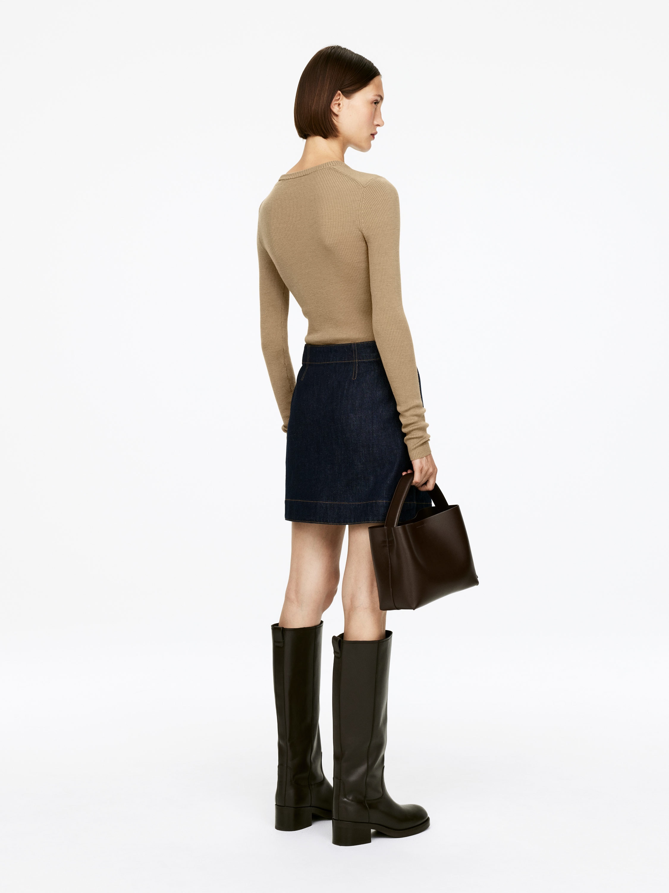 Rib-Knit Merino Top - Dark Beige - Slim fit - Women - StillMedia/Lookbook - 13