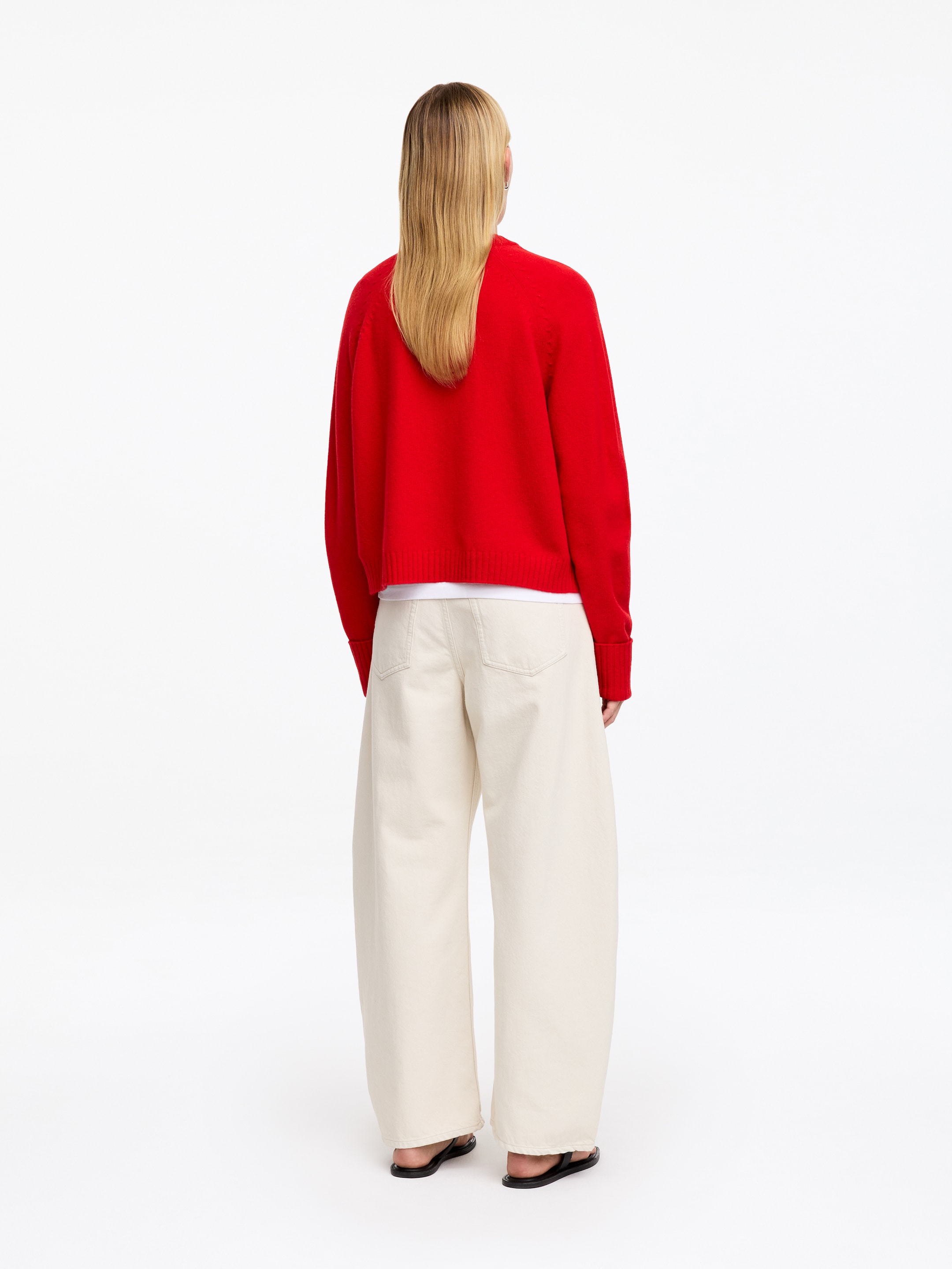 Folded Sleeve Wool Jumper - Red - Regular fit - women - StillMedia/Lookbook - 5