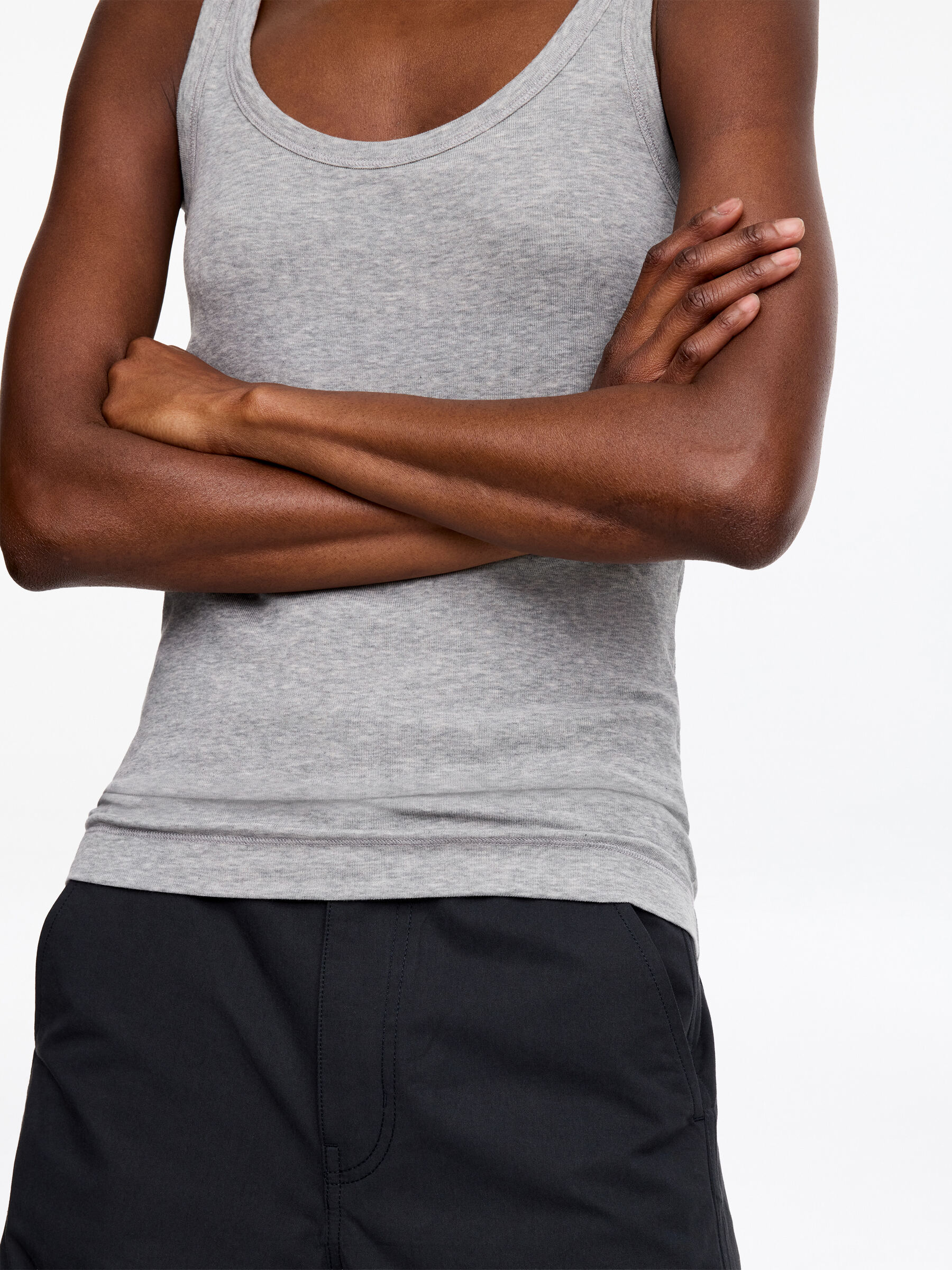 Scoop-Neck Tank Top - Grey Melange - Regular fit - Women - StillMedia/Lookbook - 4