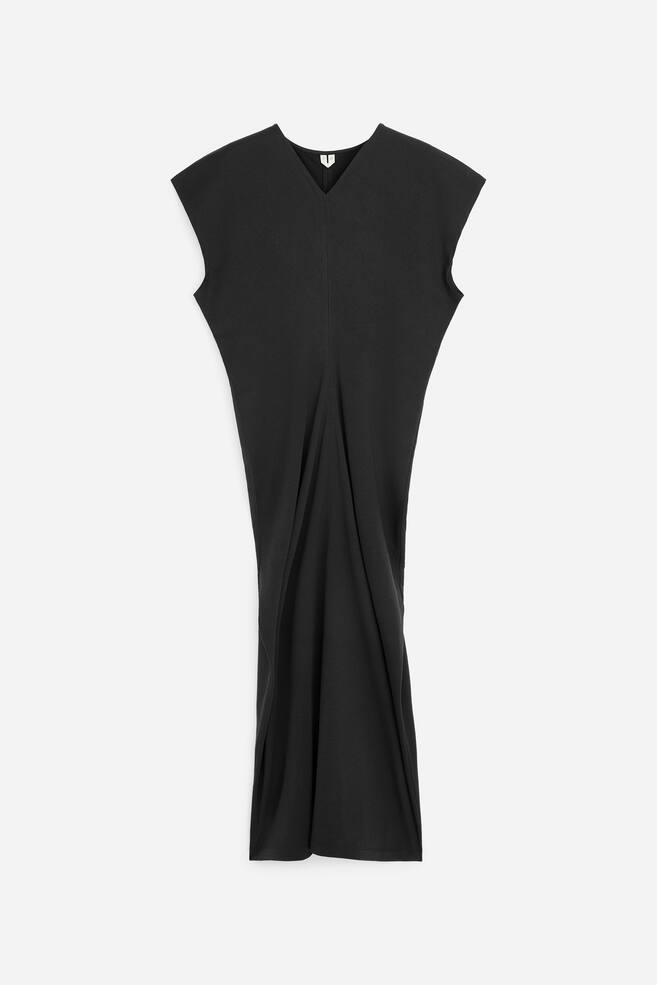 Drapiertes Midikleid - Schwarz - 1