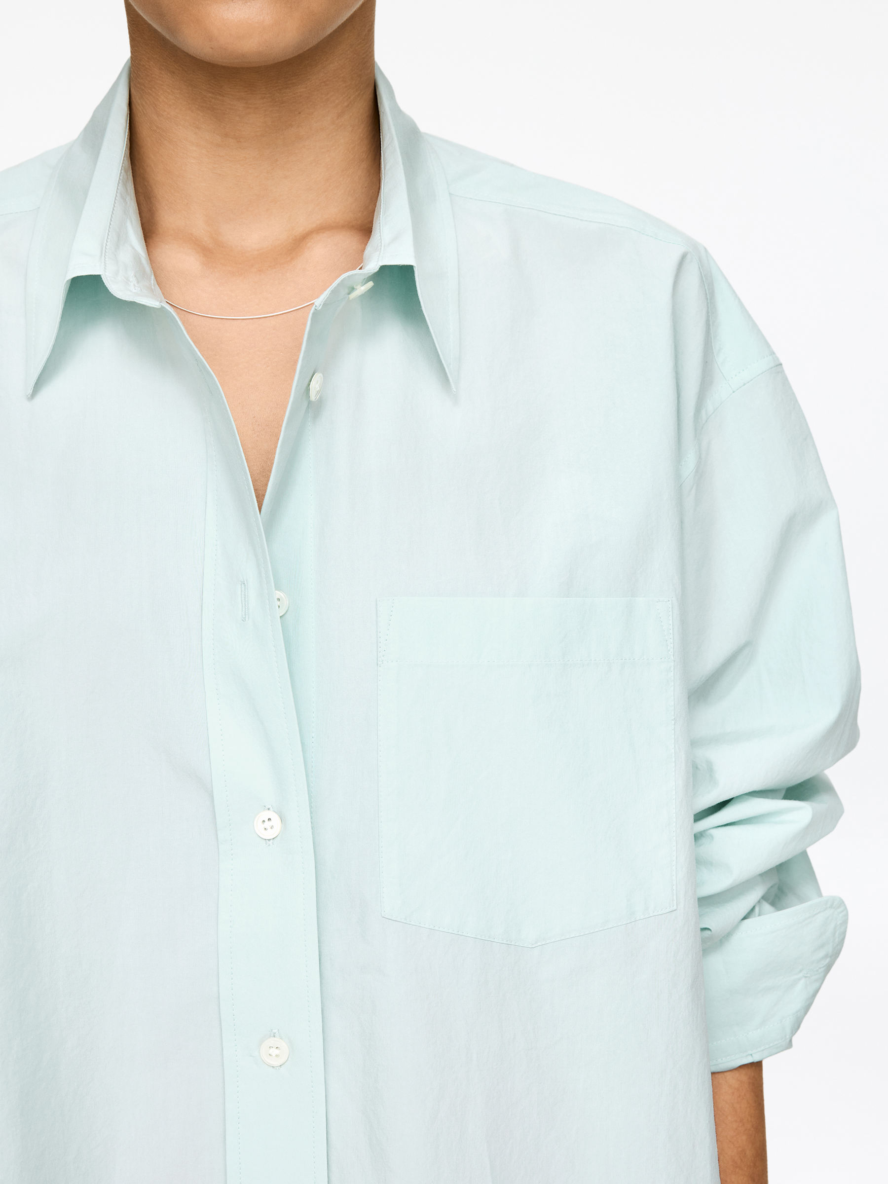 Cotton Shirt - Light Turquoise - Regular fit - Women - StillMedia/Lookbook - 4