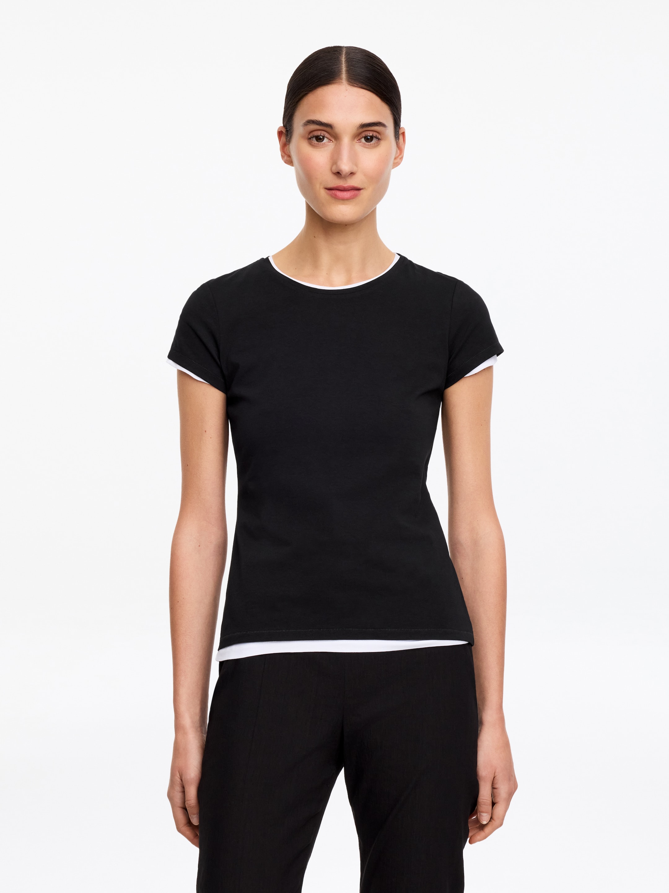 Slim Cap-Sleeve T-Shirt - Black - Slim fit - Women - StillMedia/Lookbook - 7