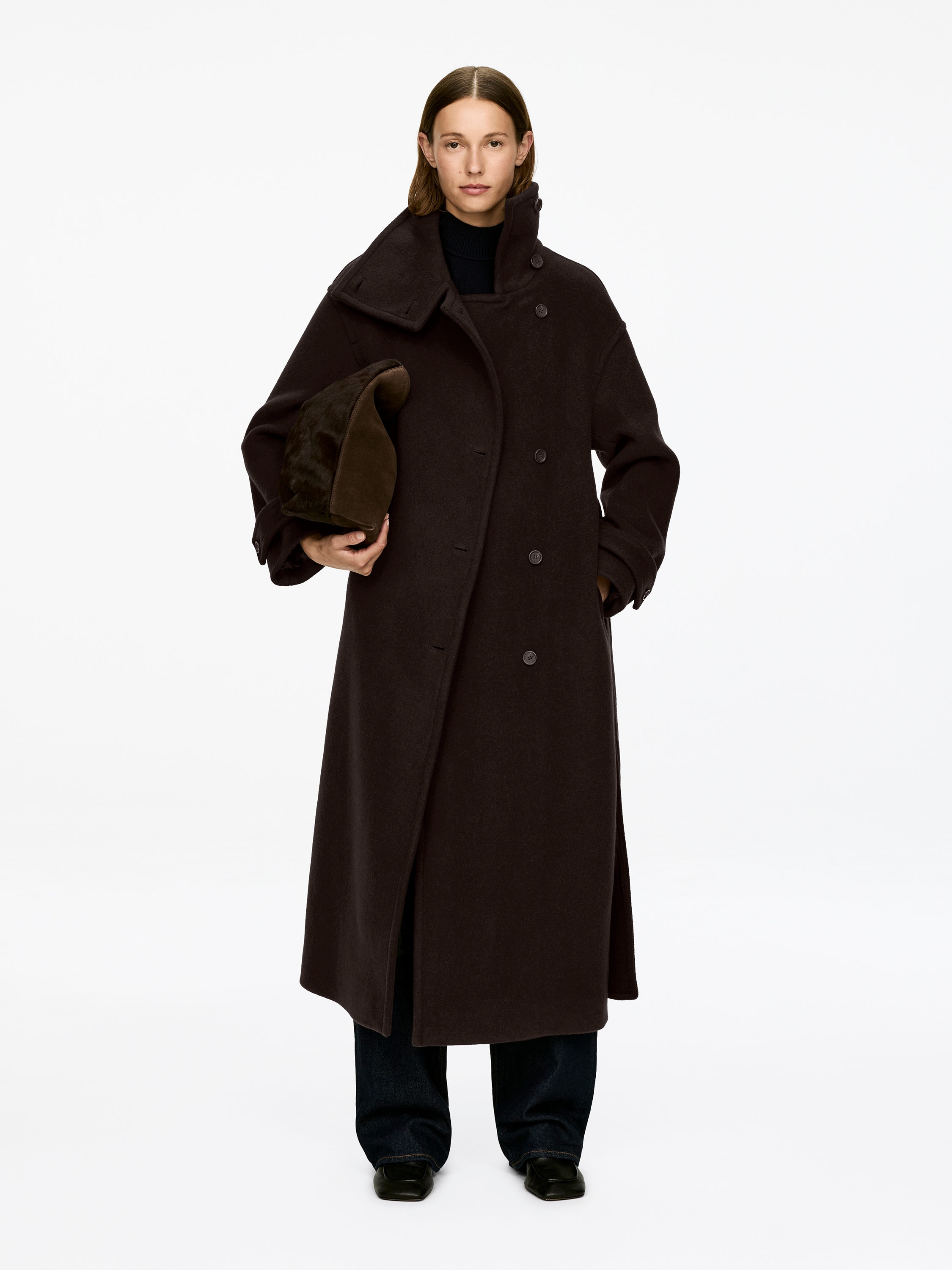 Oversized Wool-Blend Coat - Dark Brown - Oversized - Women - StillMedia/Lookbook - 7