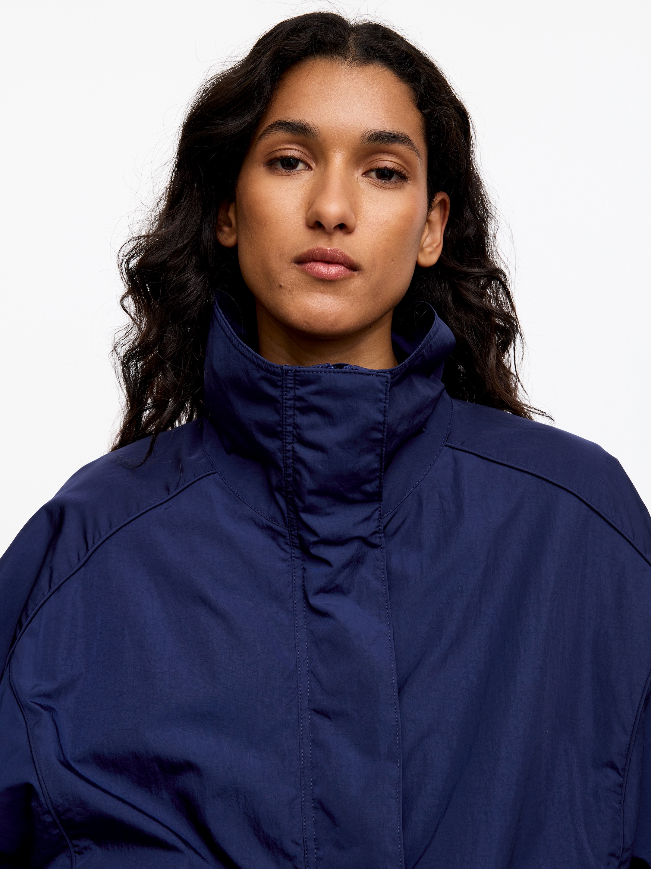 Funnel-Neck Nylon Jacket - Dark Blue - Oversized - women - StillMedia/Lookbook - 5