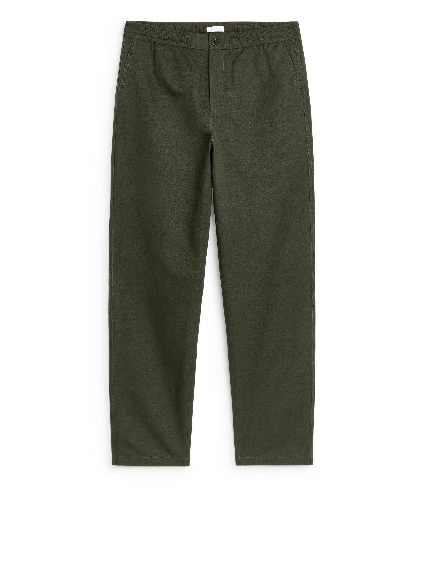 Linen Drawstring Trousers - Dark Green - Loose fit - Men - StillMedia/DescriptiveStillLife - 2