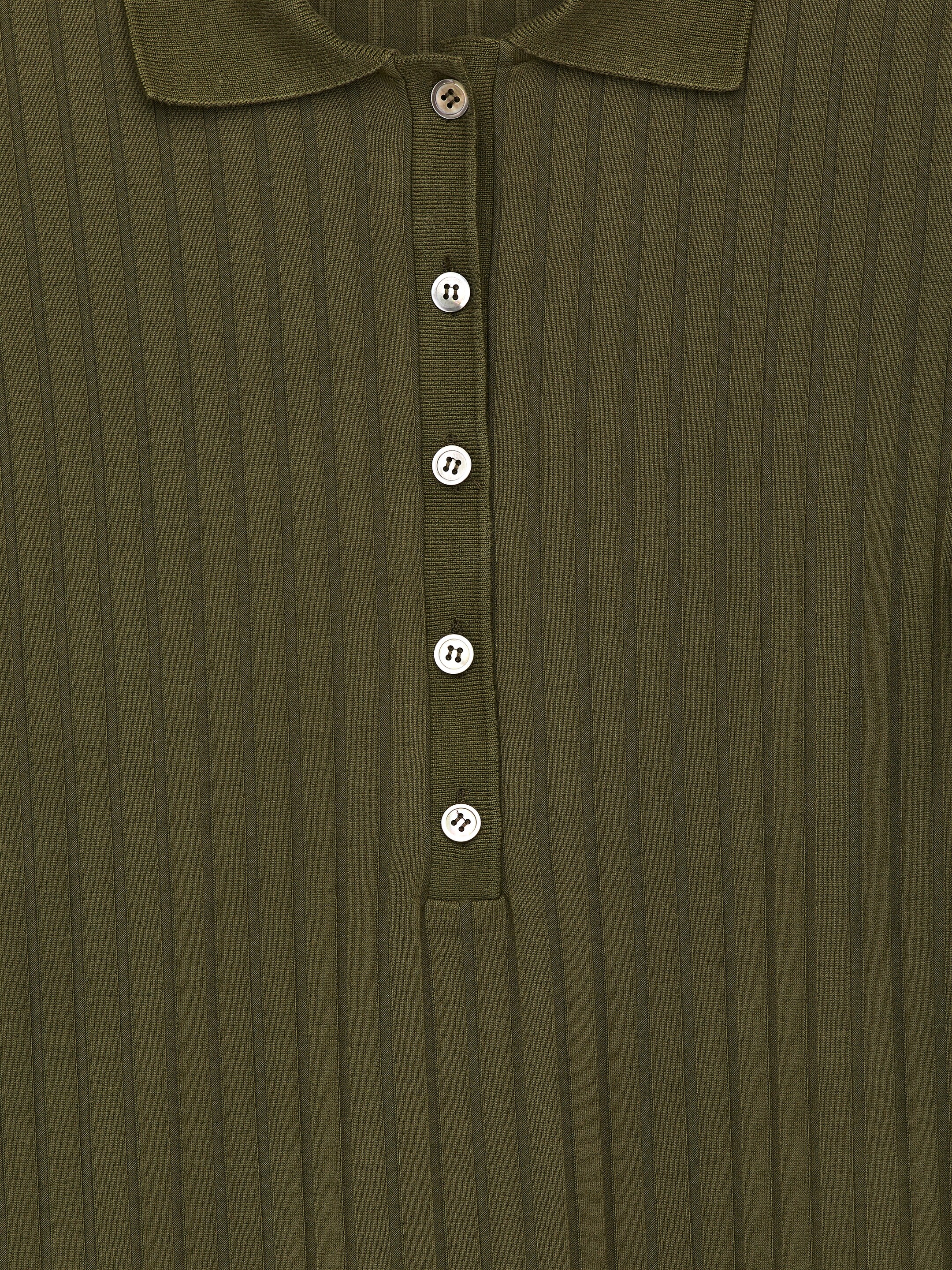 View larger image: Wide-Rib Polo Shirt - Khaki Green - Ladies | H&M GB 6