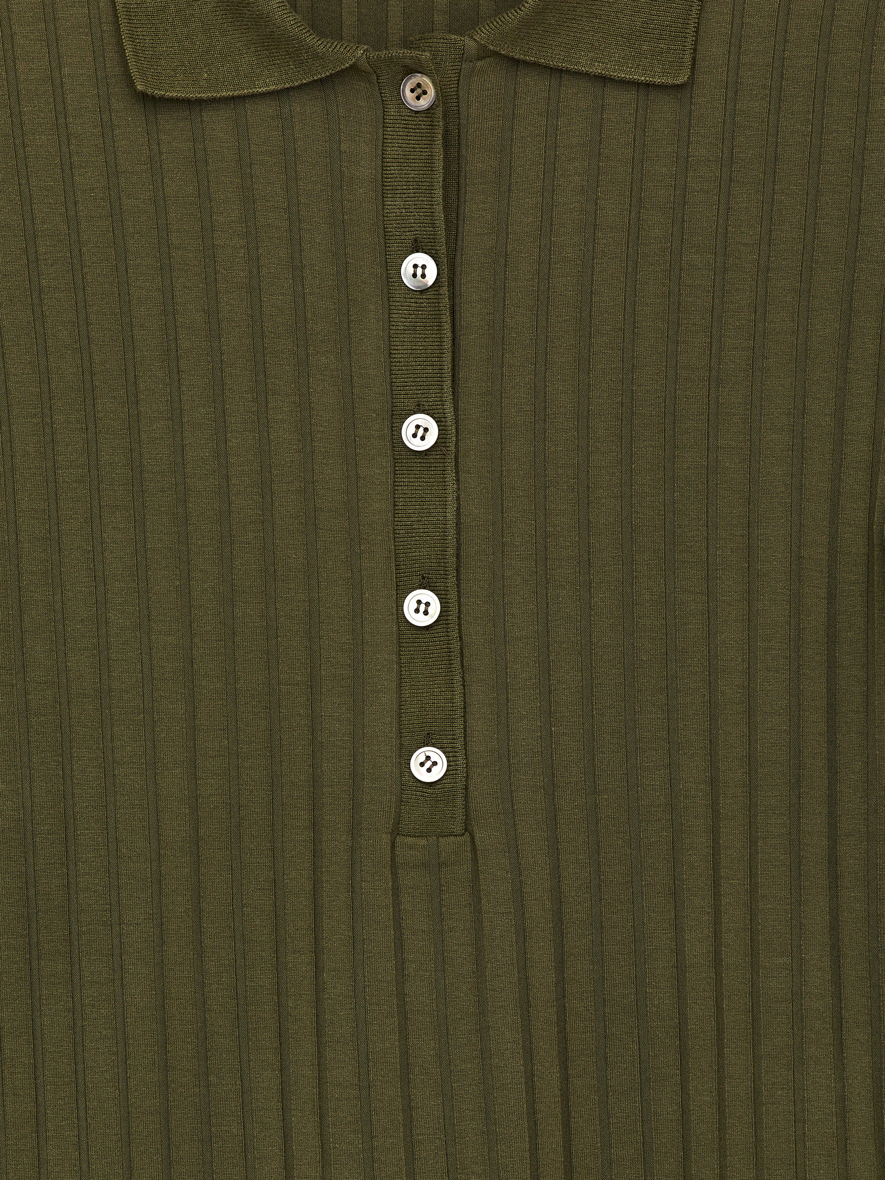 Wide-Rib Polo Shirt - Khaki Green - Slim fit - Women - StillMedia/DescriptiveDetail - 2