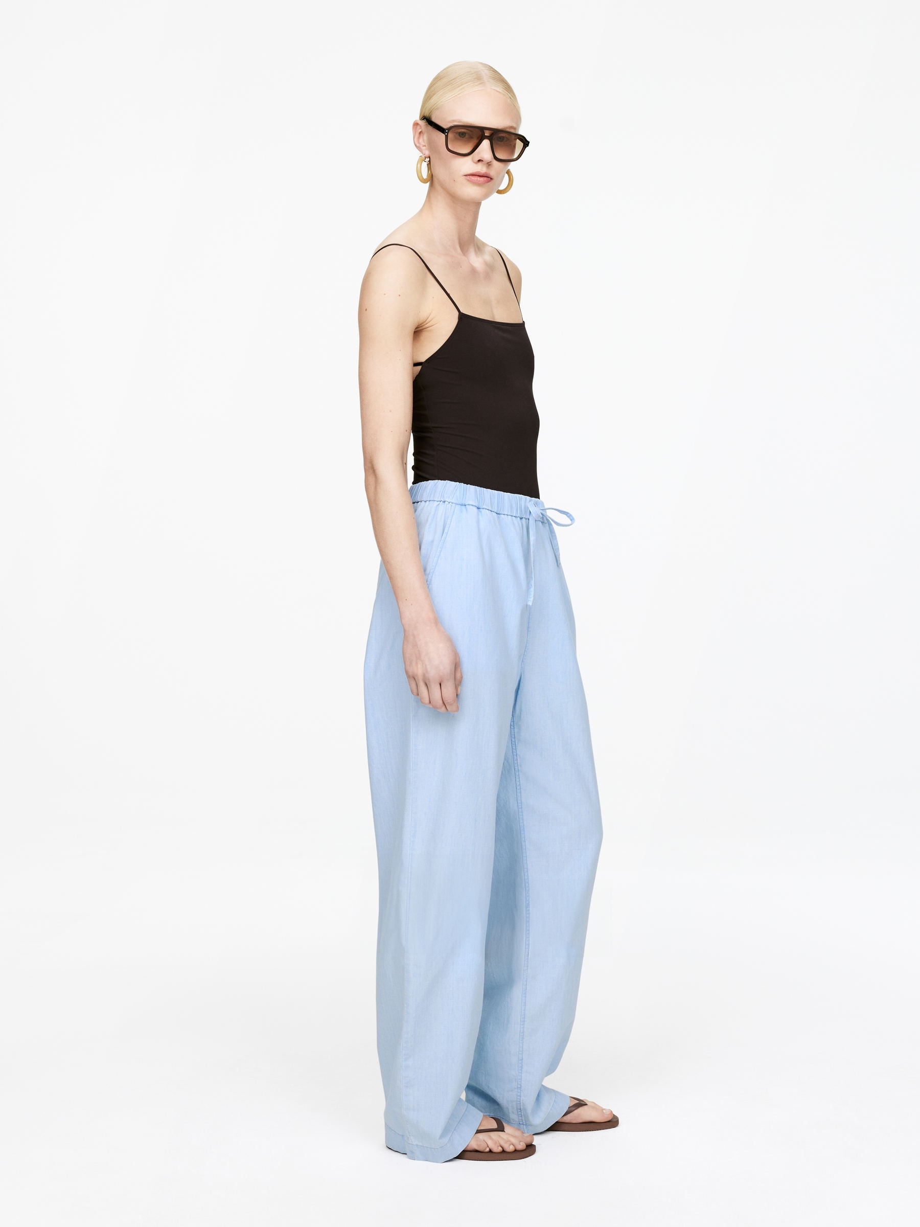 Light Denim Drawstring Trousers - Blue - Relaxed fit - Women - StillMedia/Lookbook - 14