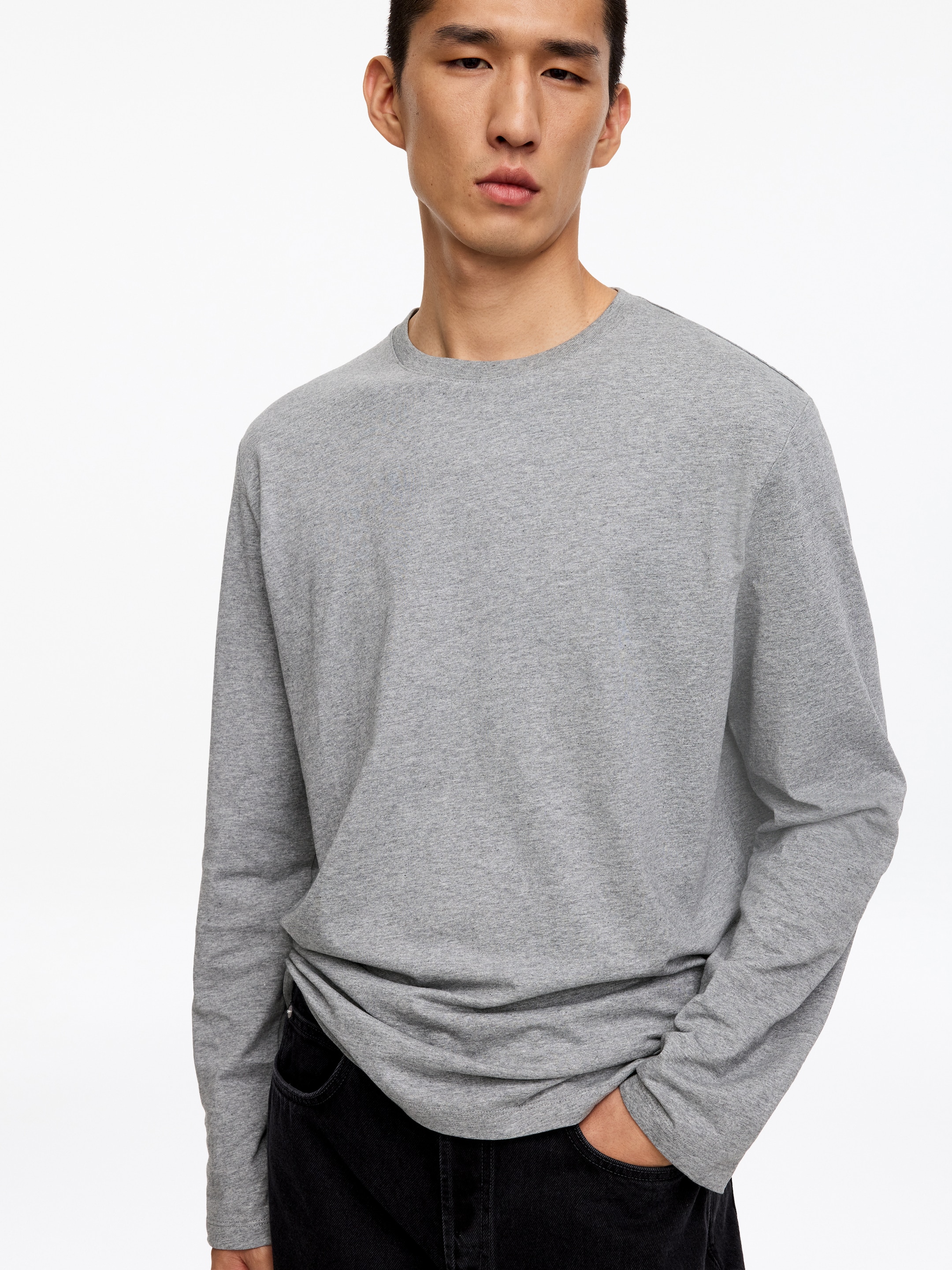 Regular Long-Sleeve T-Shirt - Grey Melange - Regular fit - Men - StillMedia/Lookbook - 3