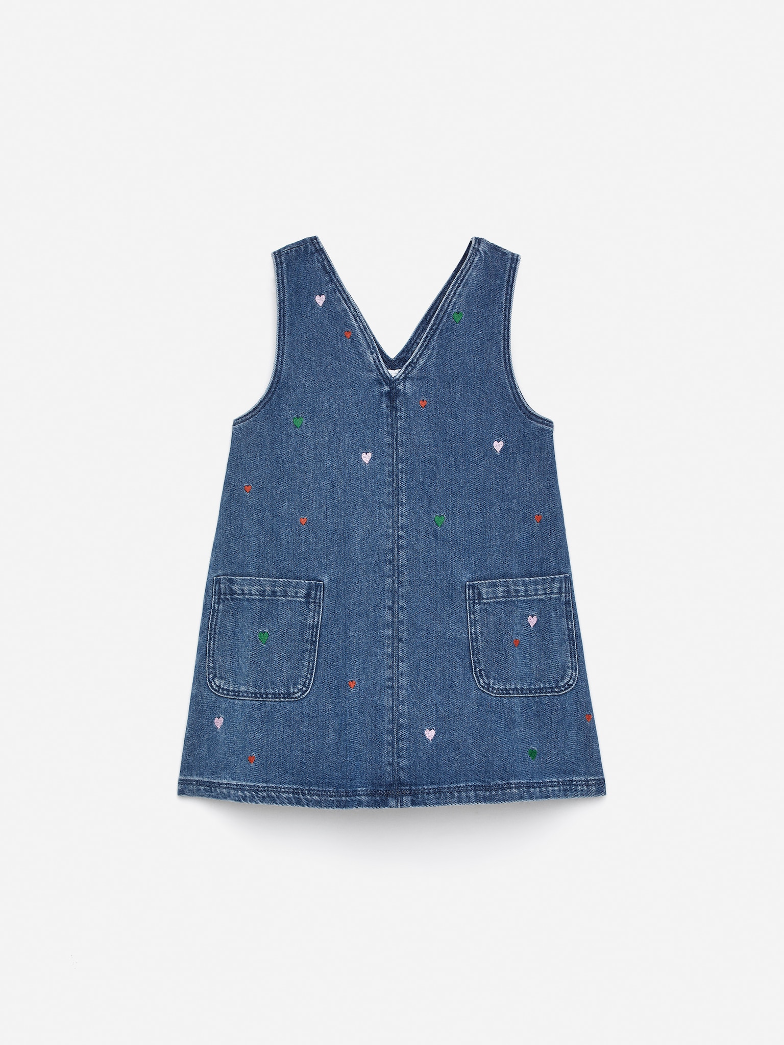 Denimkjole med broderi - Blå