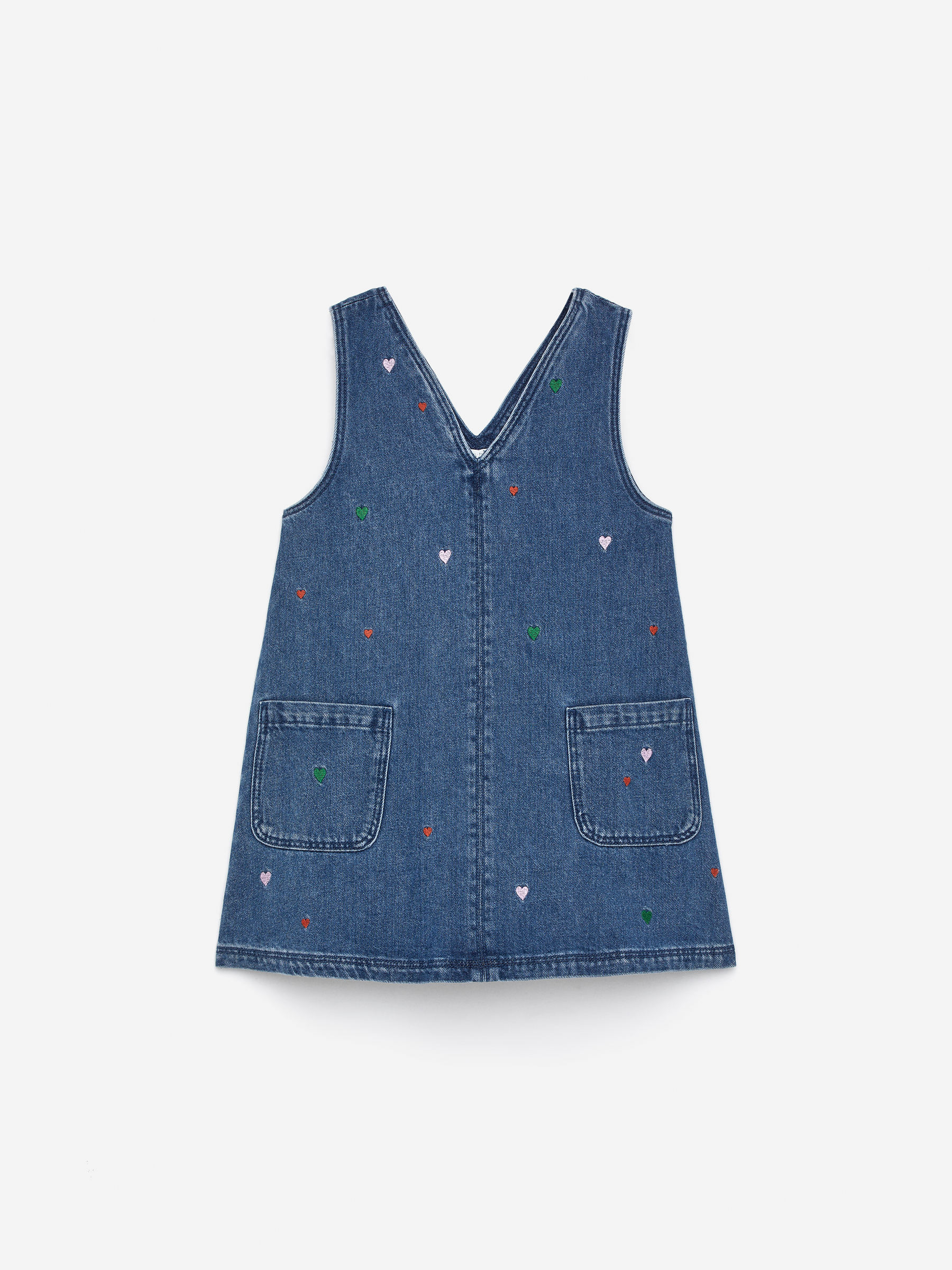 Embroidered Denim Dress-#40427C-16291