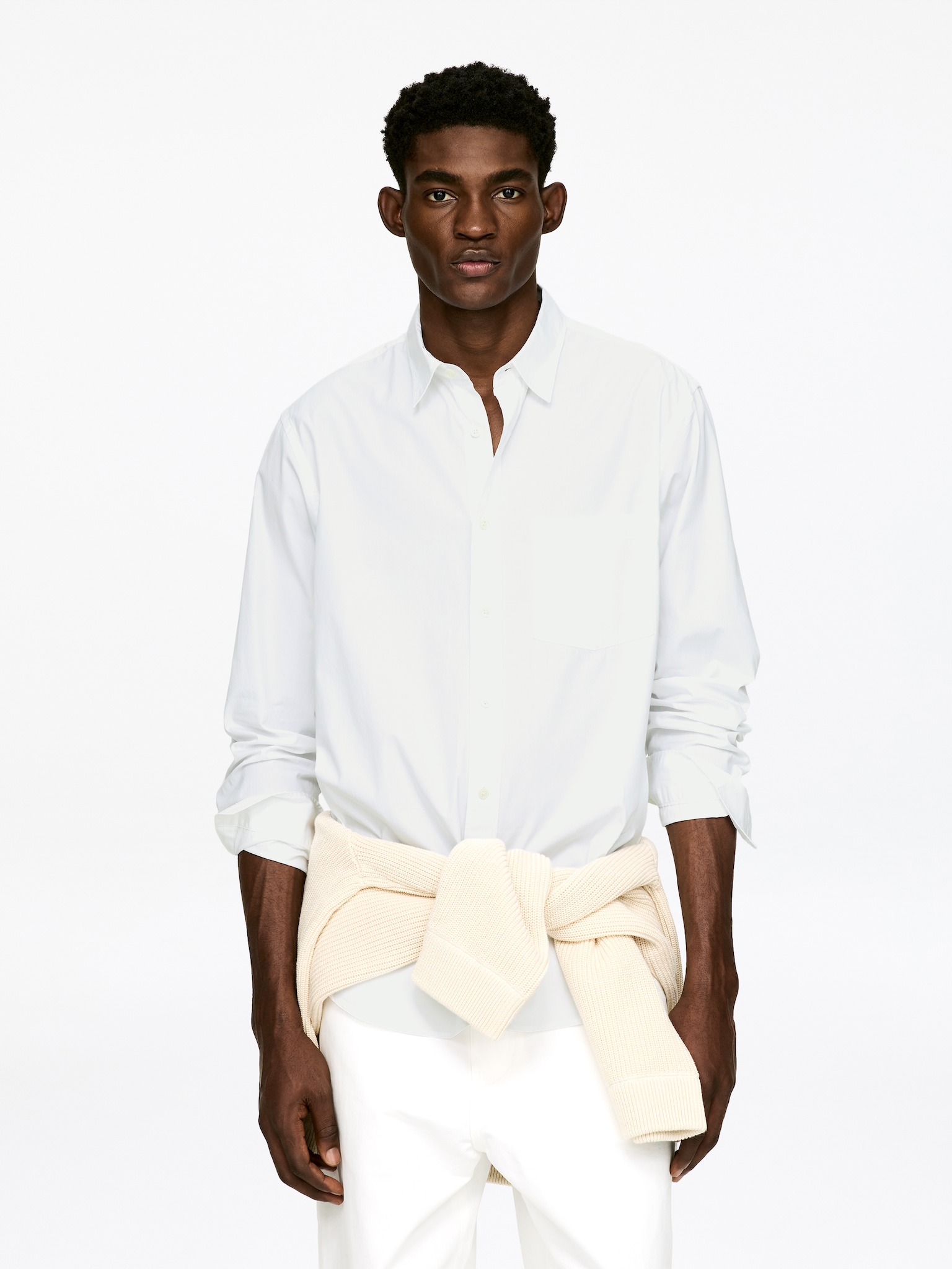 Voľná popelínová košeľa - White/Modrá/Biela/White/Pinstripe/Biela/Modrá/Modrá/biela - 1