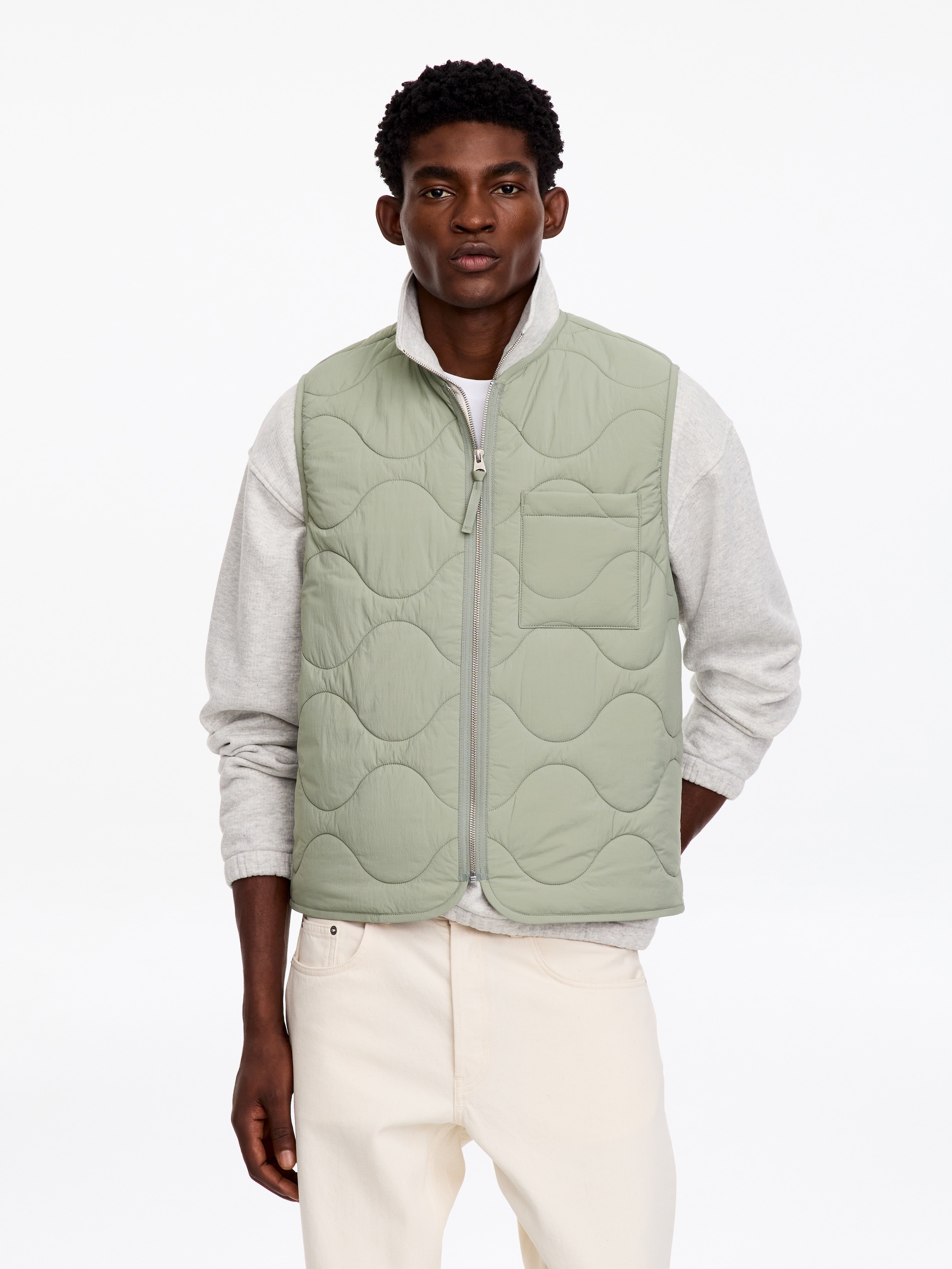 Quilted Liner Vest - Light Khaki Green - Regular fit - men - StillMedia/Lookbook - 8