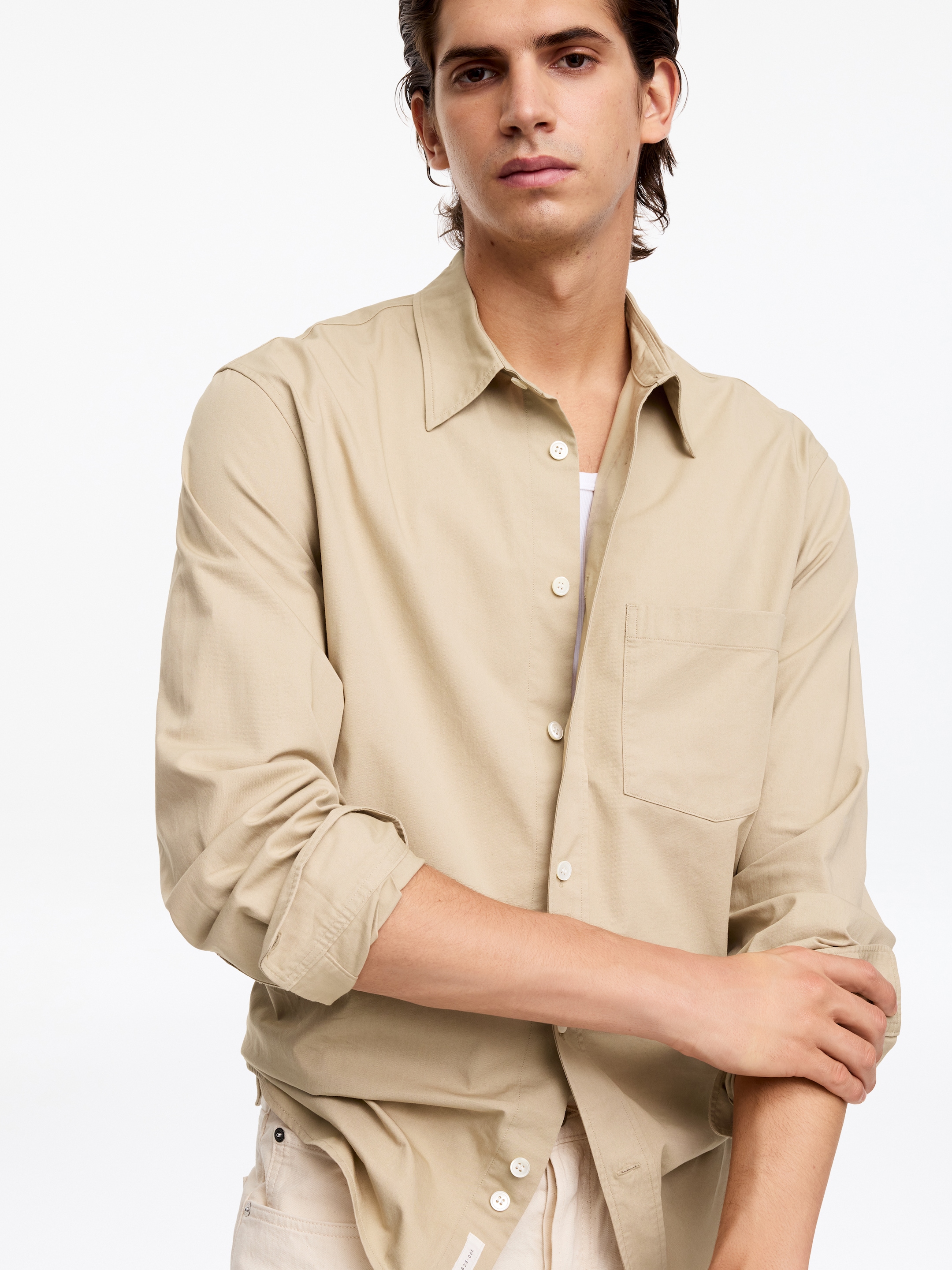 Relaxed Cotton Twill Shirt - Beige - Relaxed fit - Men - StillMedia/Lookbook - 2